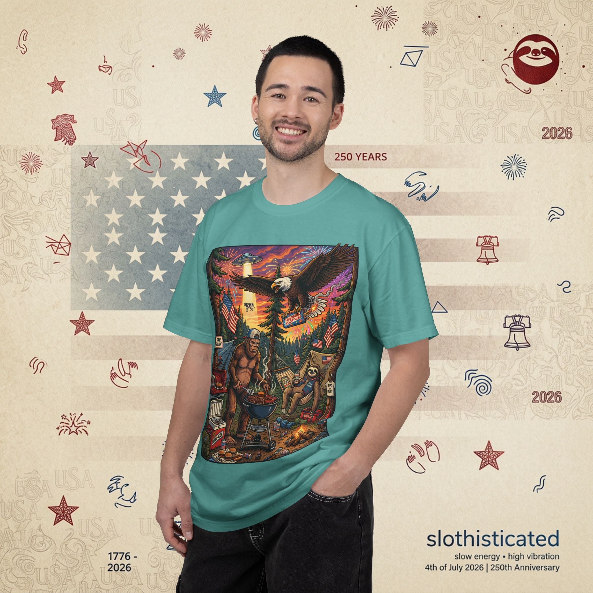 The Pitmaster — Patriotic Sasquatch Eagle Cookout T-Shirt