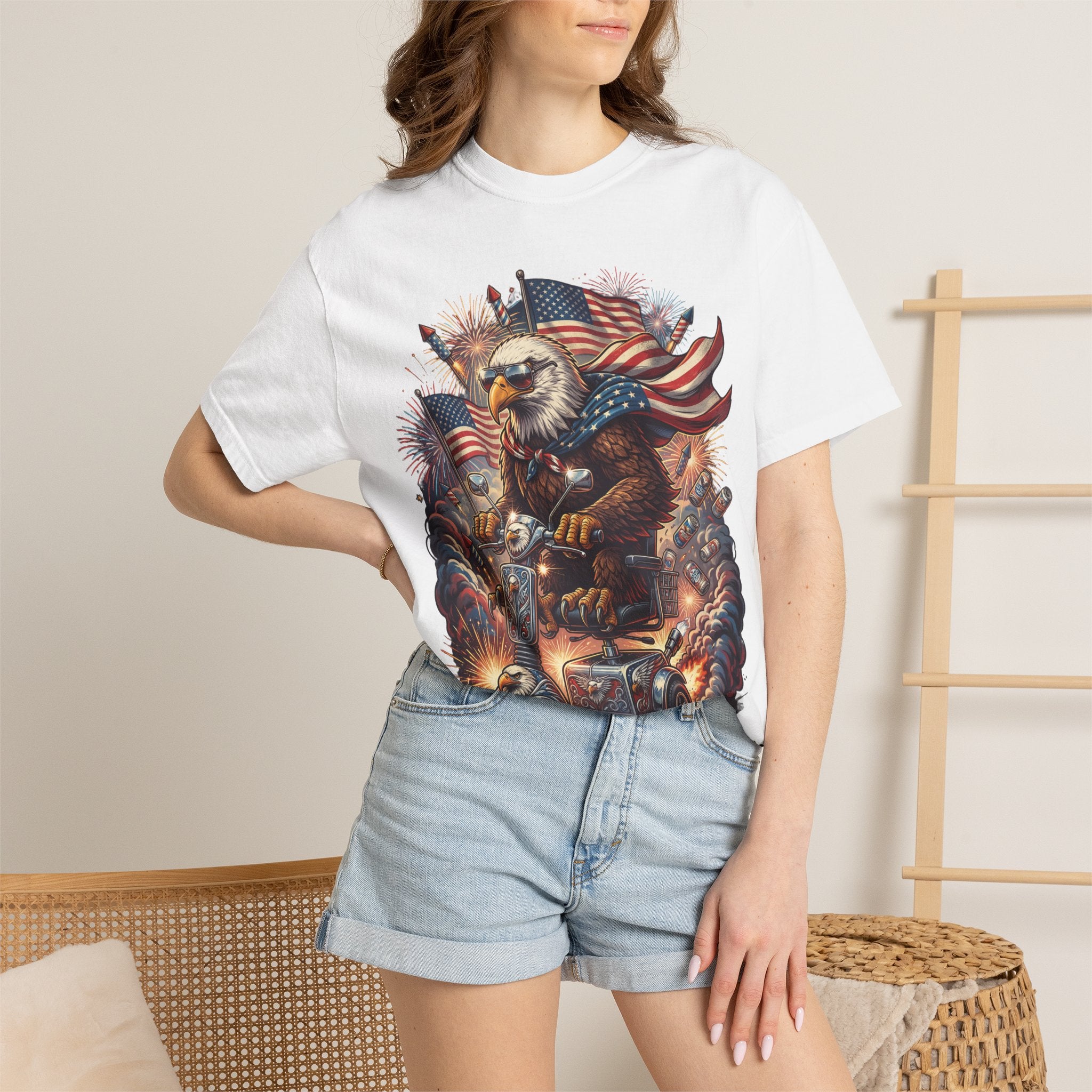 The Outrider — Patriotic Bald Eagle Motorcycle T-Shirt
