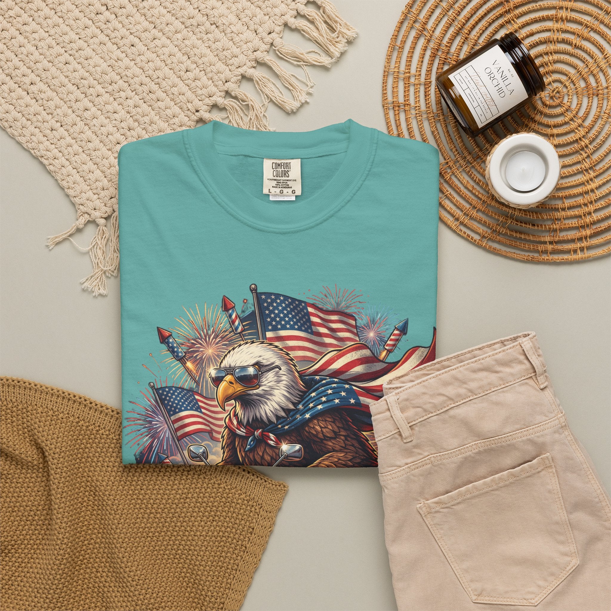 The Outrider — Patriotic Bald Eagle Motorcycle T-Shirt