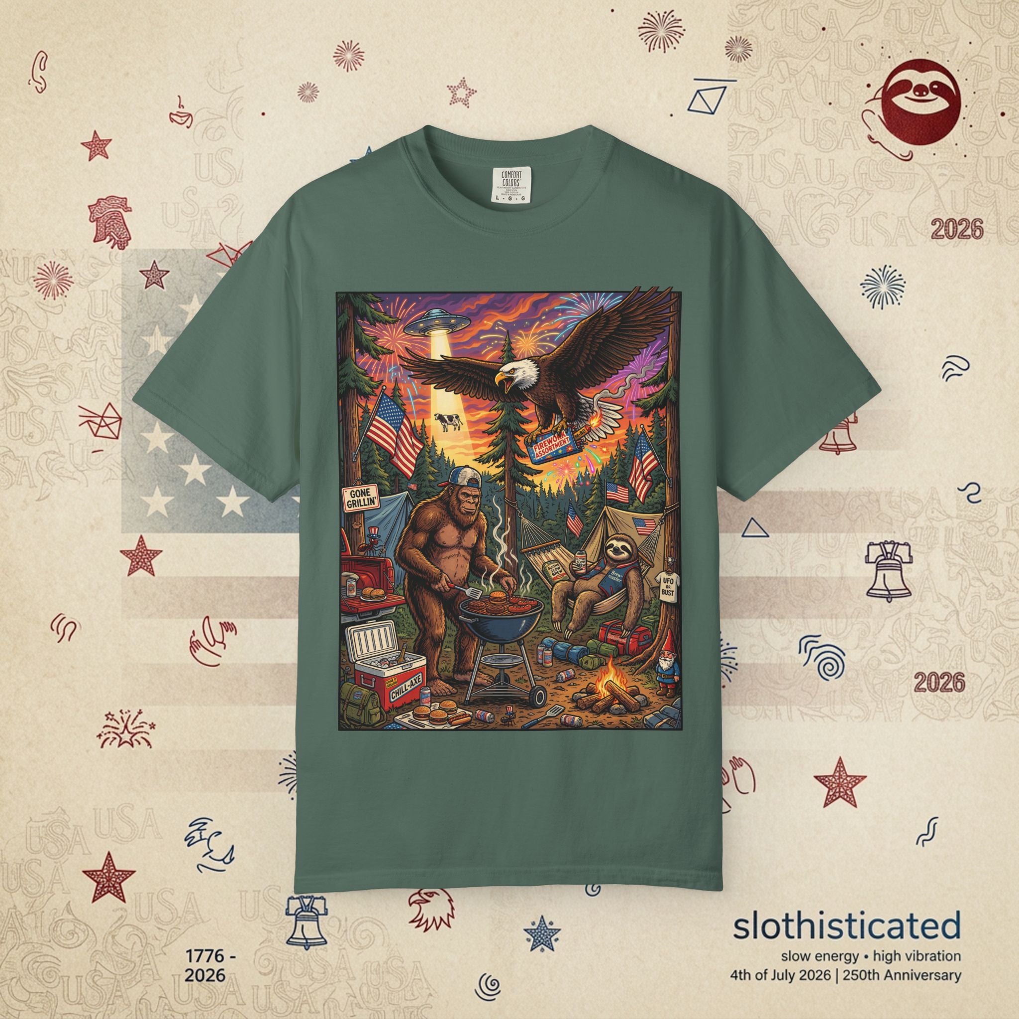 The Pitmaster — Patriotic Sasquatch Eagle Cookout T-Shirt