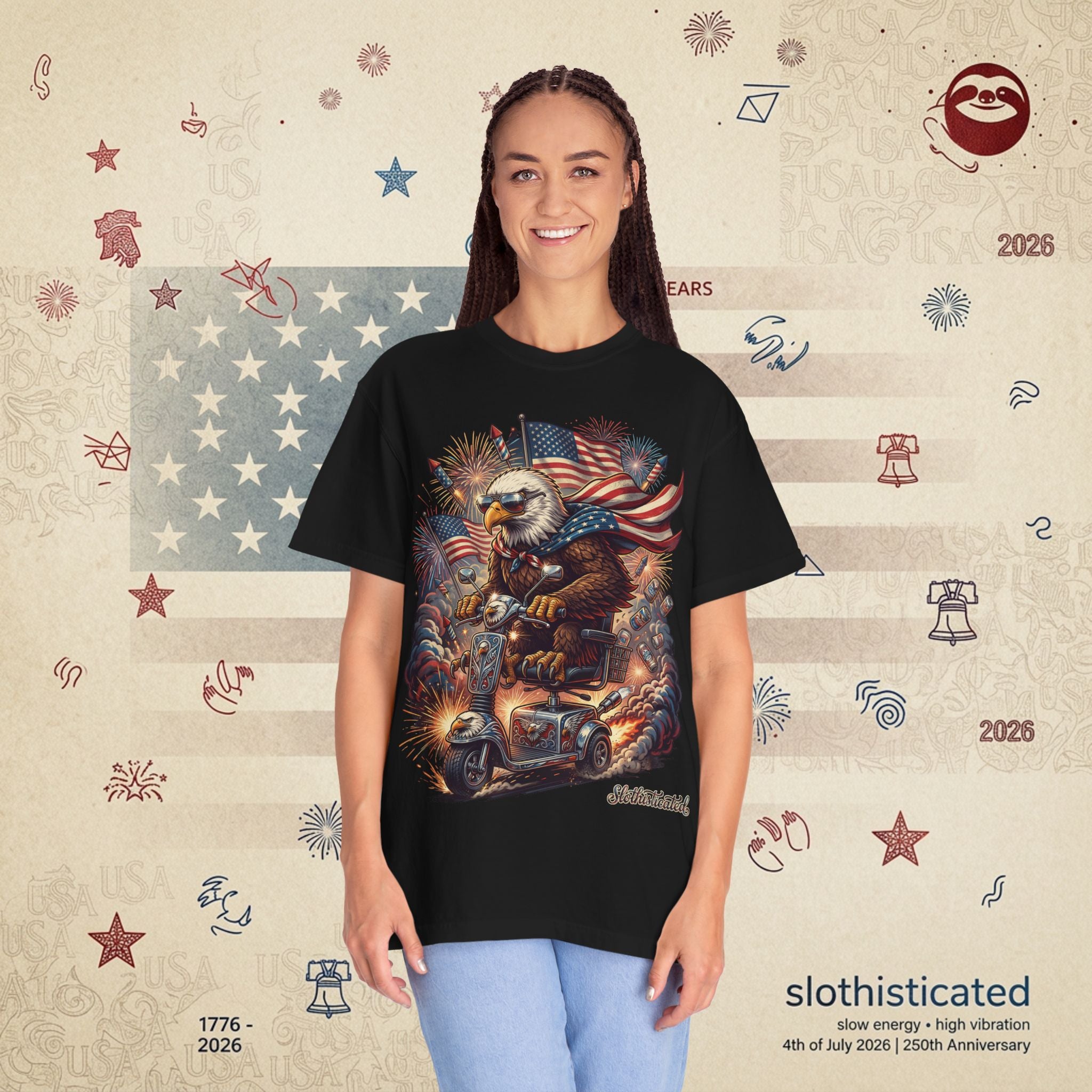 The Outrider — Patriotic Bald Eagle Motorcycle T-Shirt