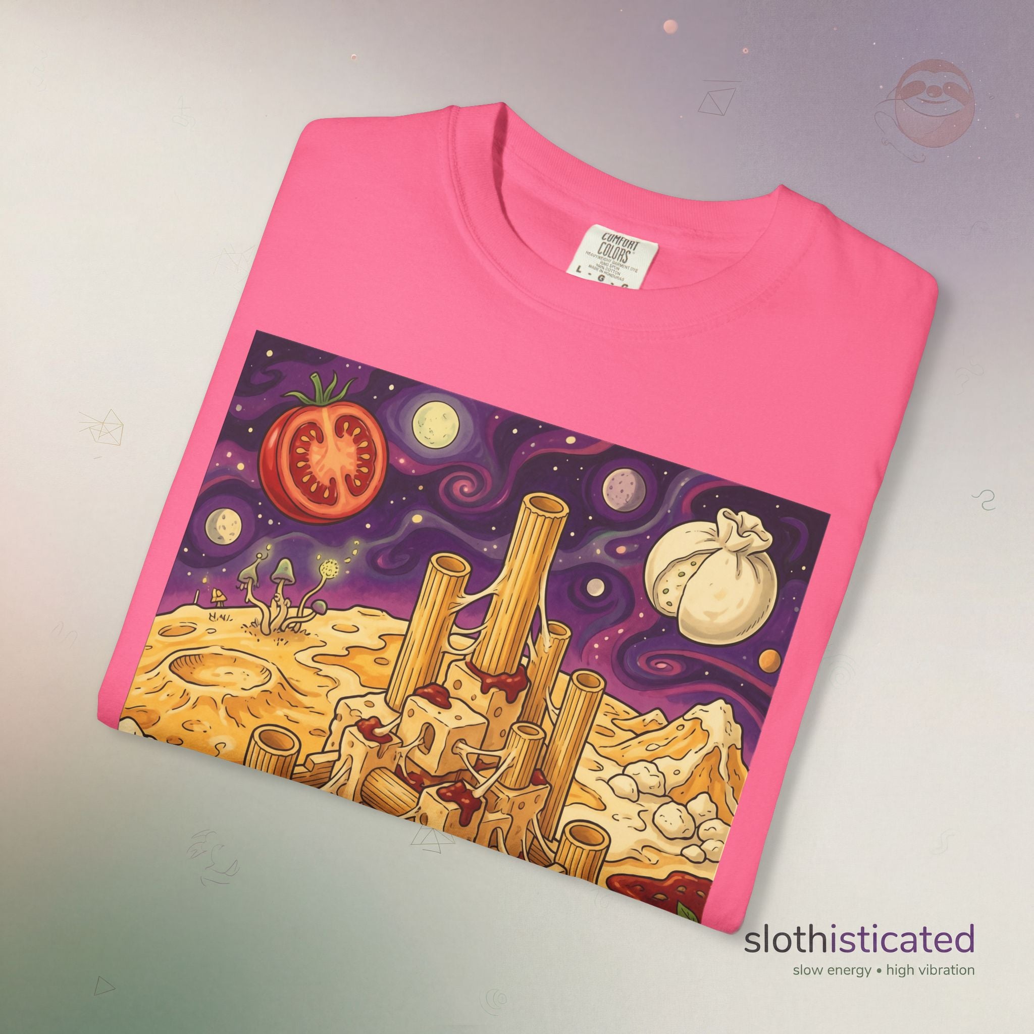 The Pasta Citadel — Funny Pasta Castle Tee · Surreal Foodie Art