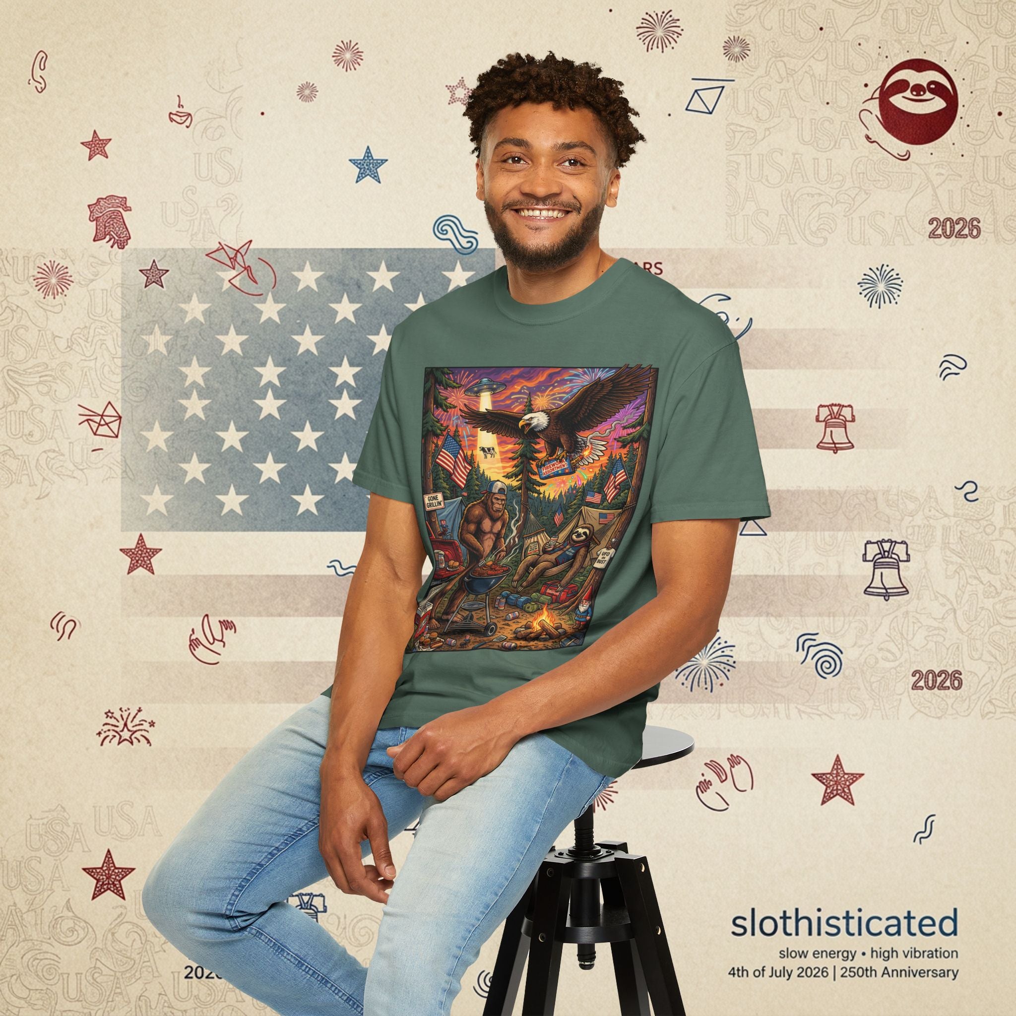 The Pitmaster — Patriotic Sasquatch Eagle Cookout T-Shirt