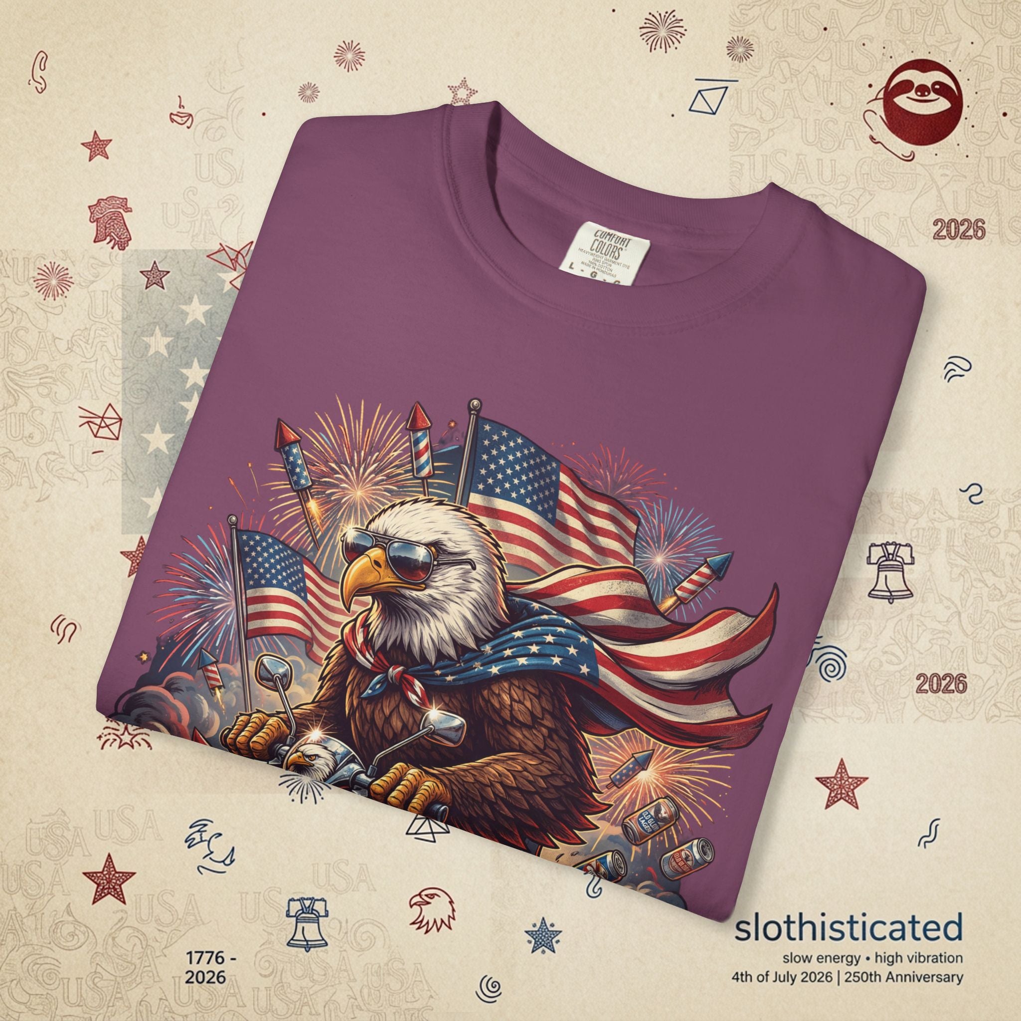 The Outrider — Patriotic Bald Eagle Motorcycle T-Shirt