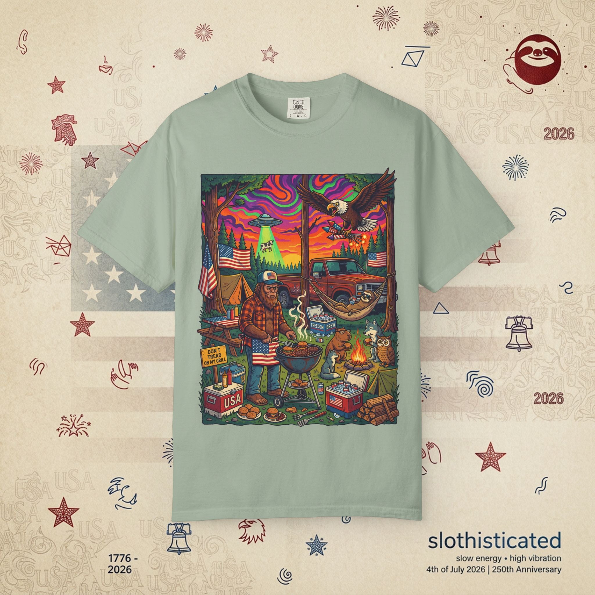 The Long Weekend — Sloth Campfire Americana T-Shirt
