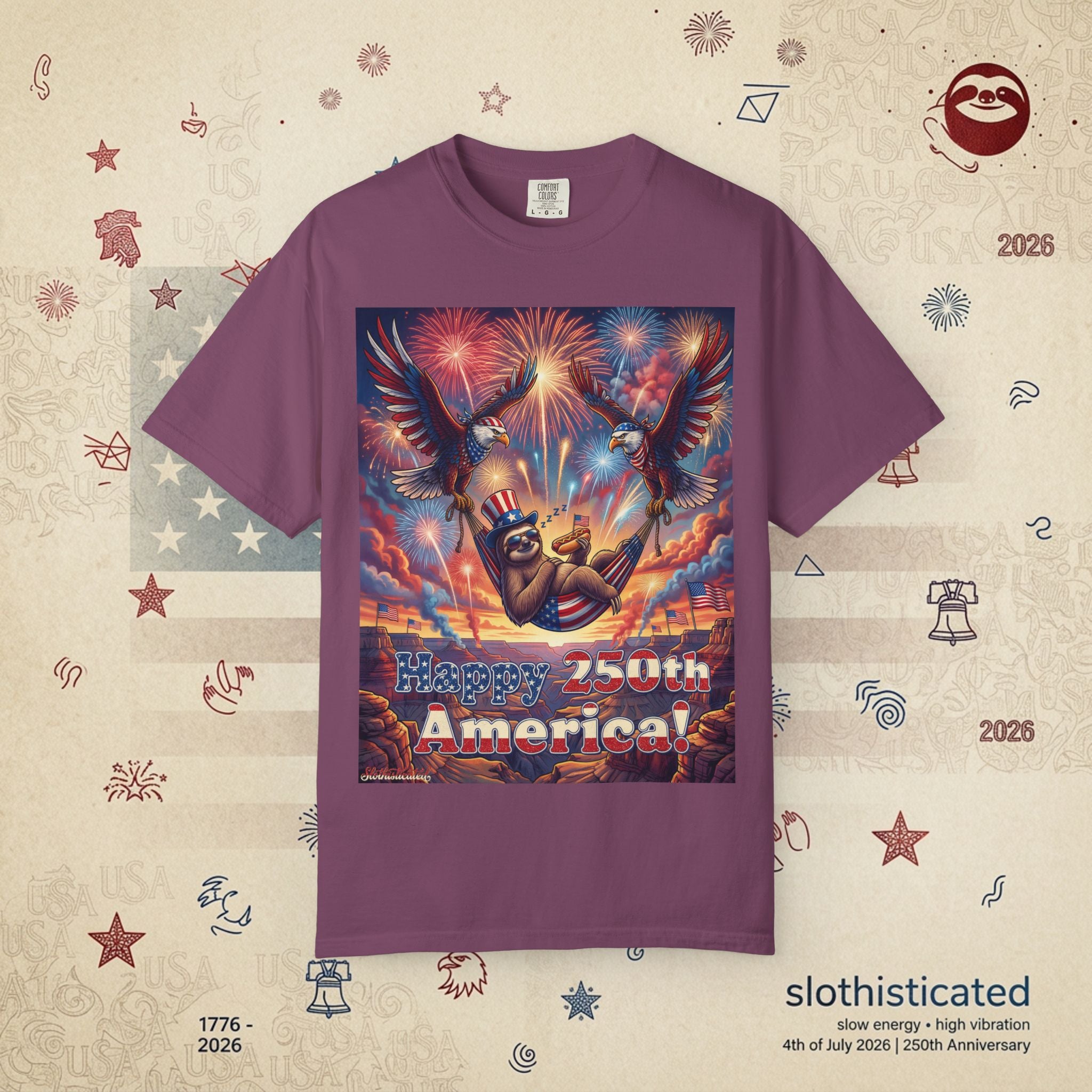 The Repose — Sloth Hammock 250th Anniversary T-Shirt