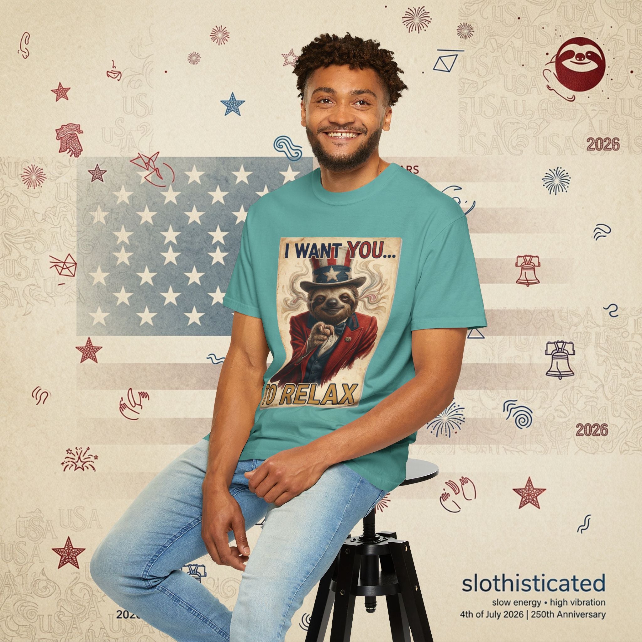 Uncle Slow — Patriotic Uncle Sam Sloth Relax Parody T-Shirt