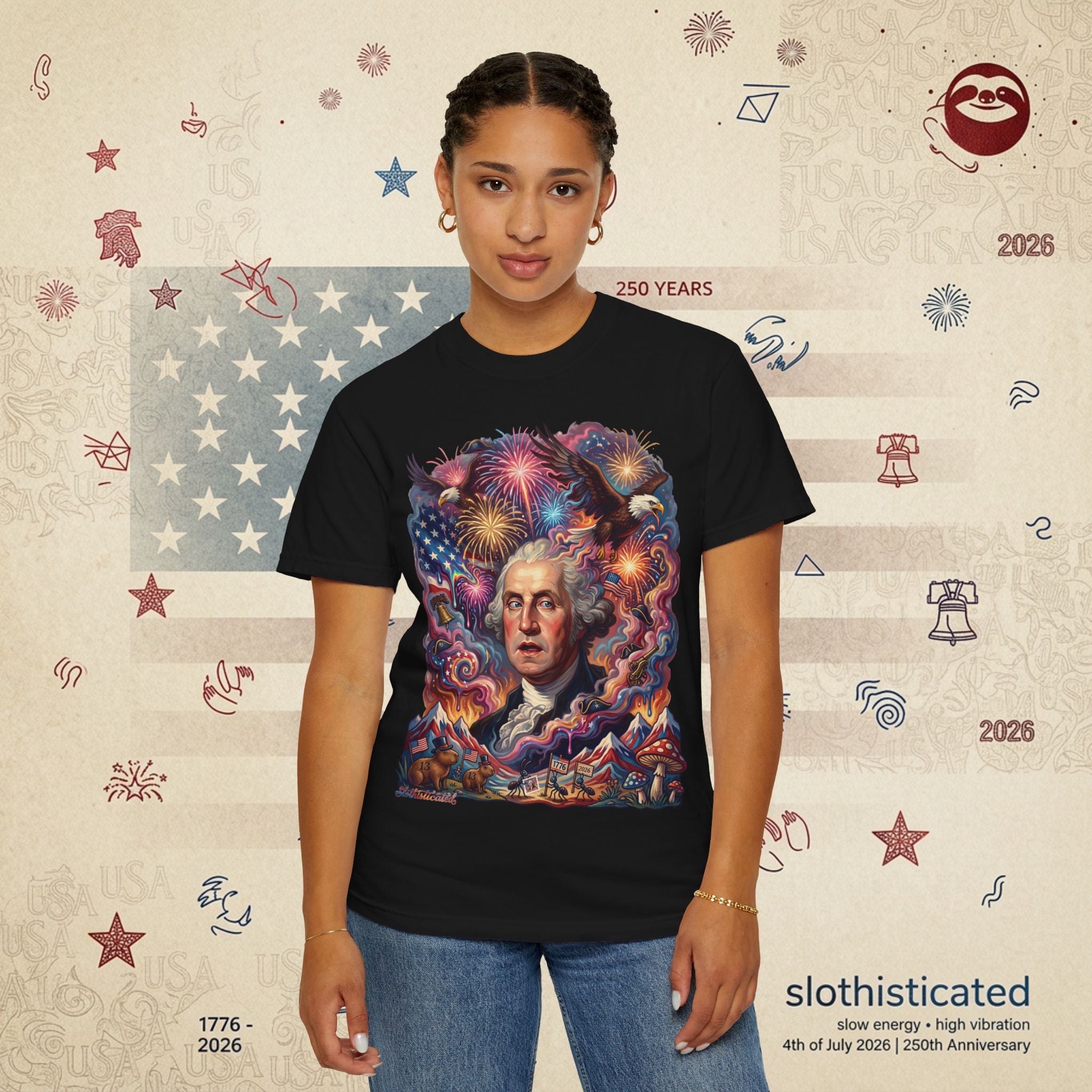 The Reverie — Psychedelic George Washington Fireworks T-Shirt