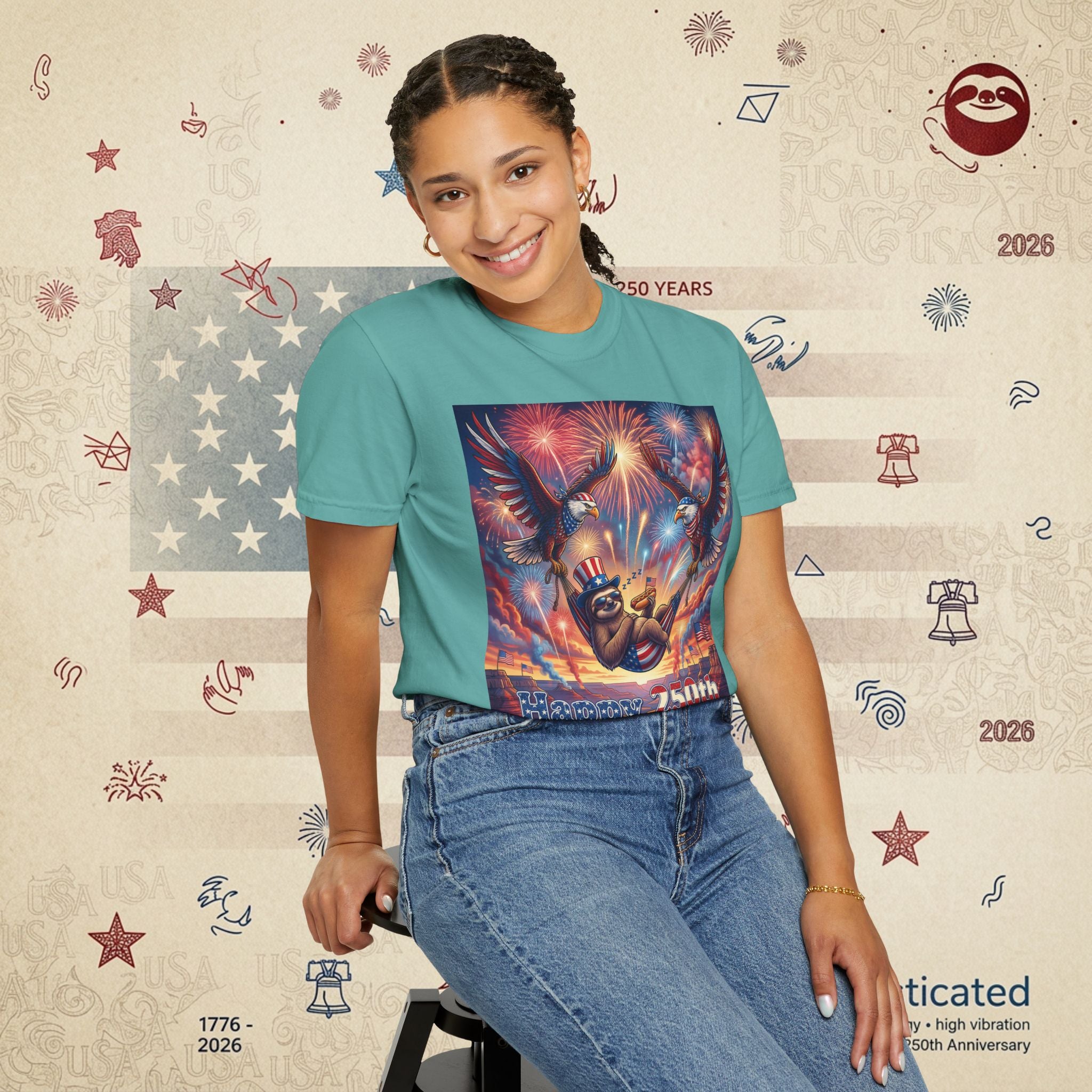 The Repose — Sloth Hammock 250th Anniversary T-Shirt