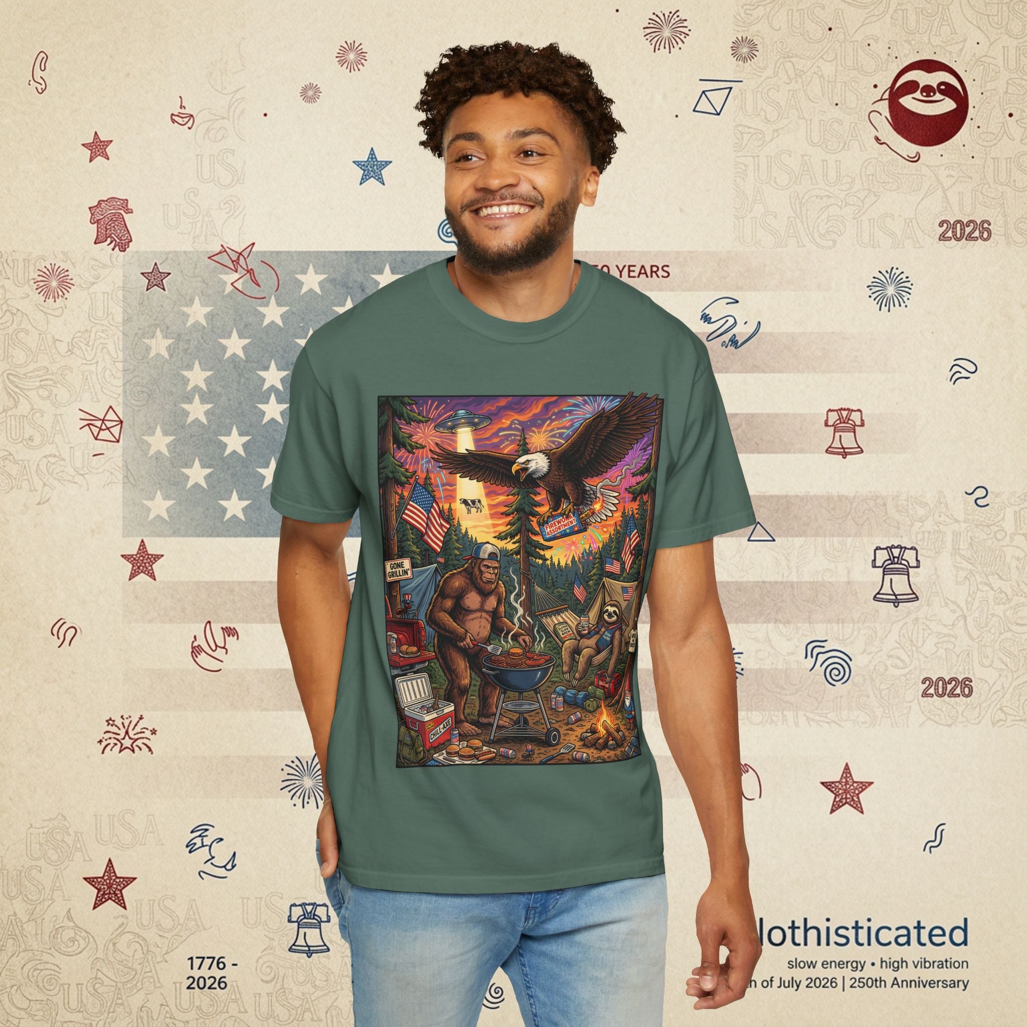 The Pitmaster — Patriotic Sasquatch Eagle Cookout T-Shirt