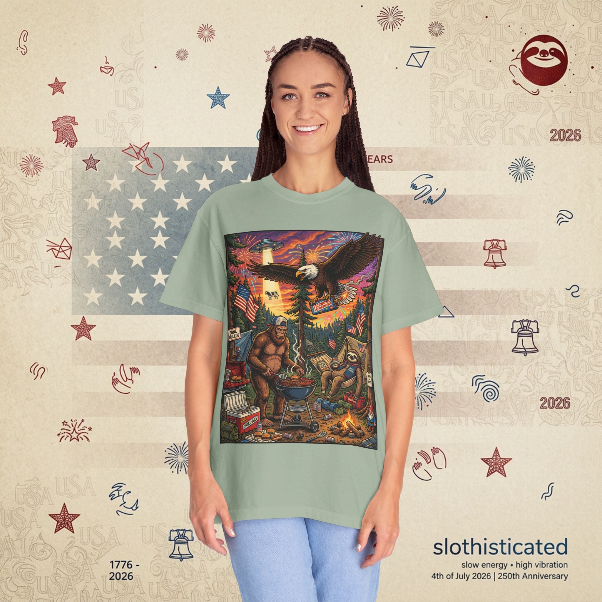 The Pitmaster — Patriotic Sasquatch Eagle Cookout T-Shirt