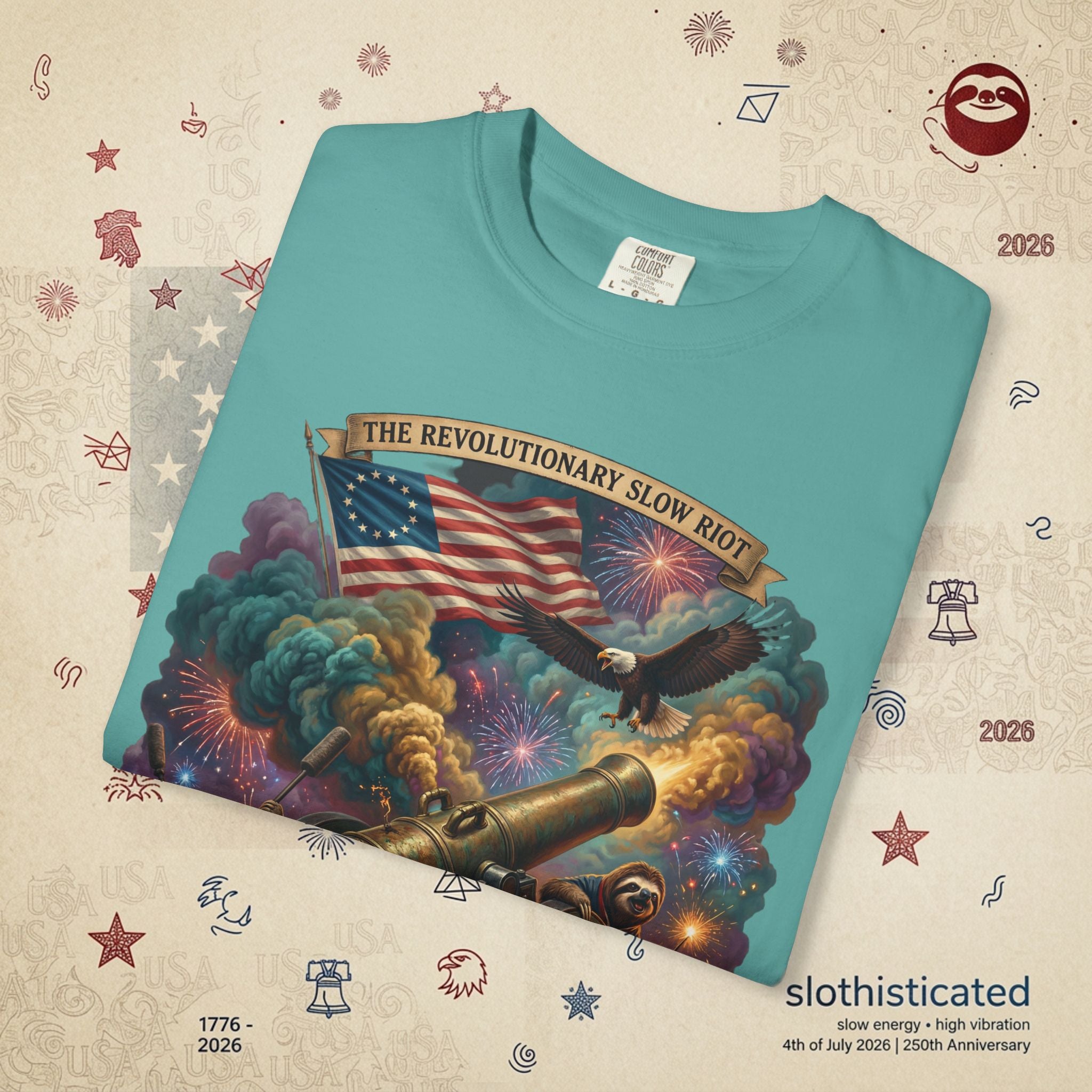 The Slow Riot — Patriotic Revolutionary Cannon 1776–2026 T-Shirt