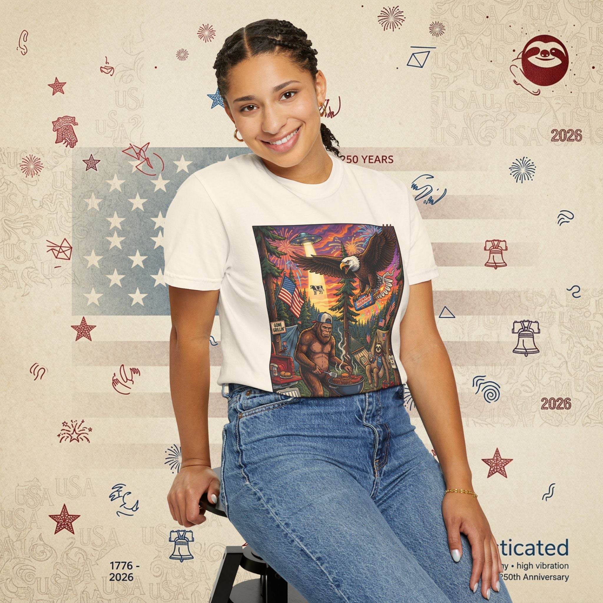 The Pitmaster — Patriotic Sasquatch Eagle Cookout T-Shirt