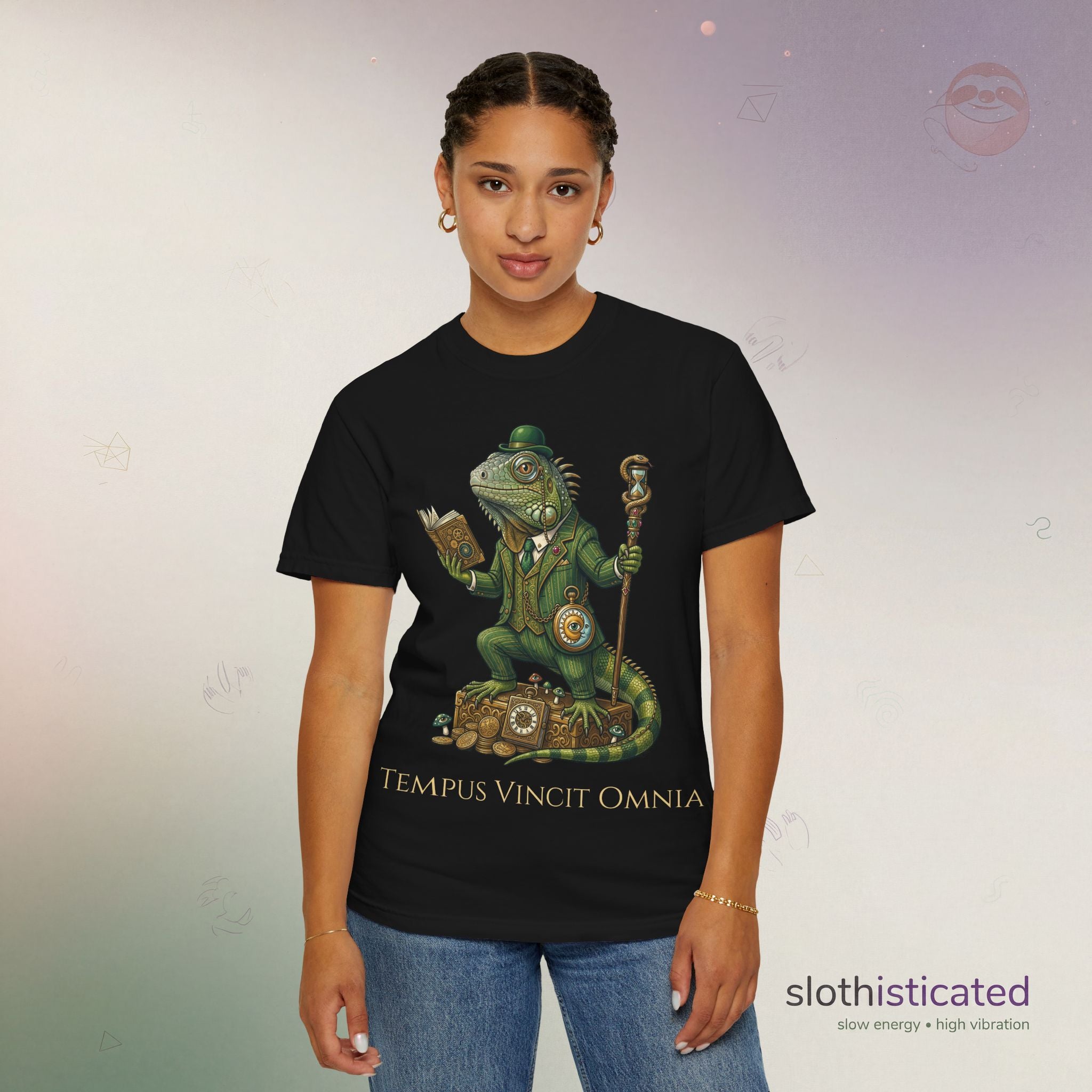 The Keeper of Hours — Mystical Iguana Sage T-Shirt