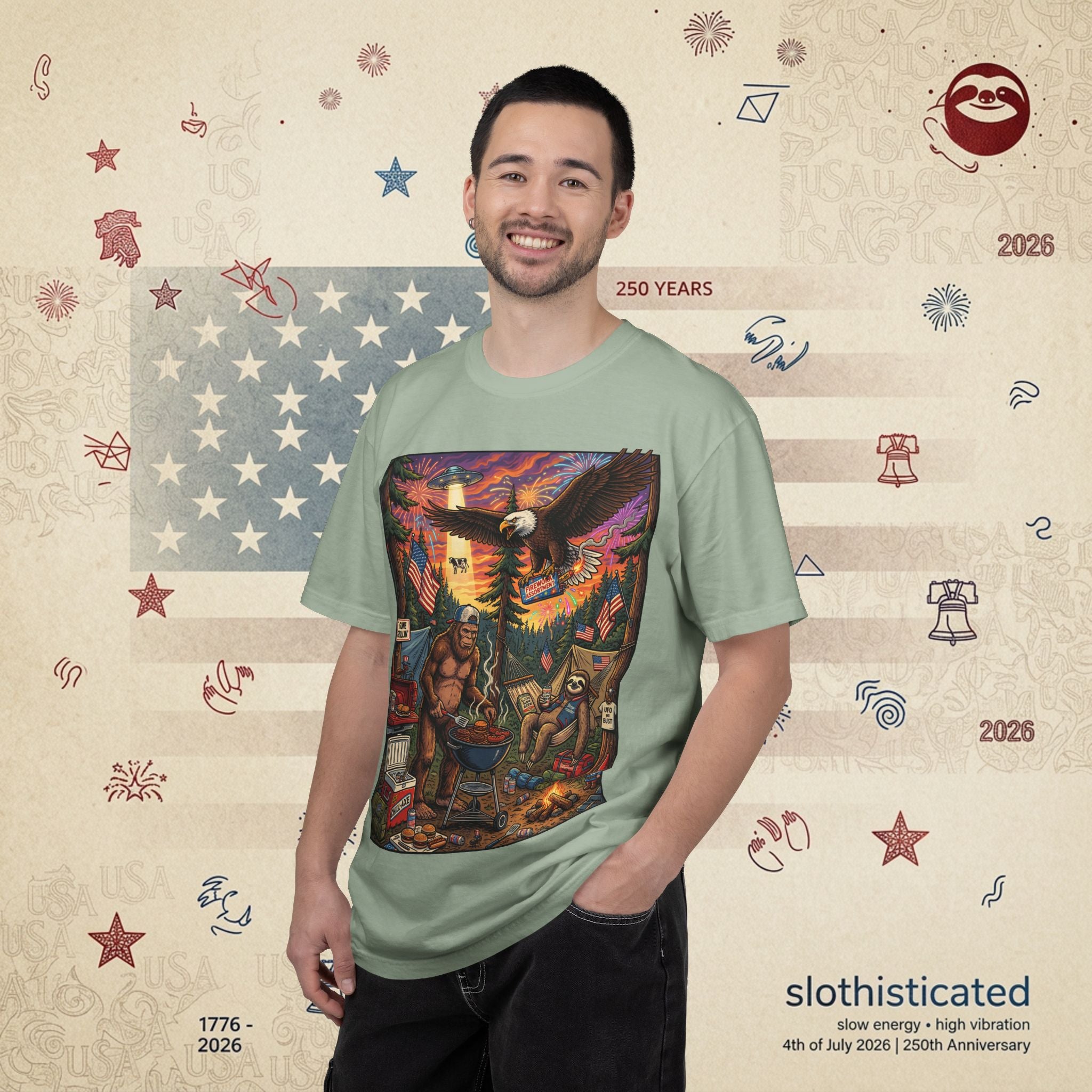 The Pitmaster — Patriotic Sasquatch Eagle Cookout T-Shirt