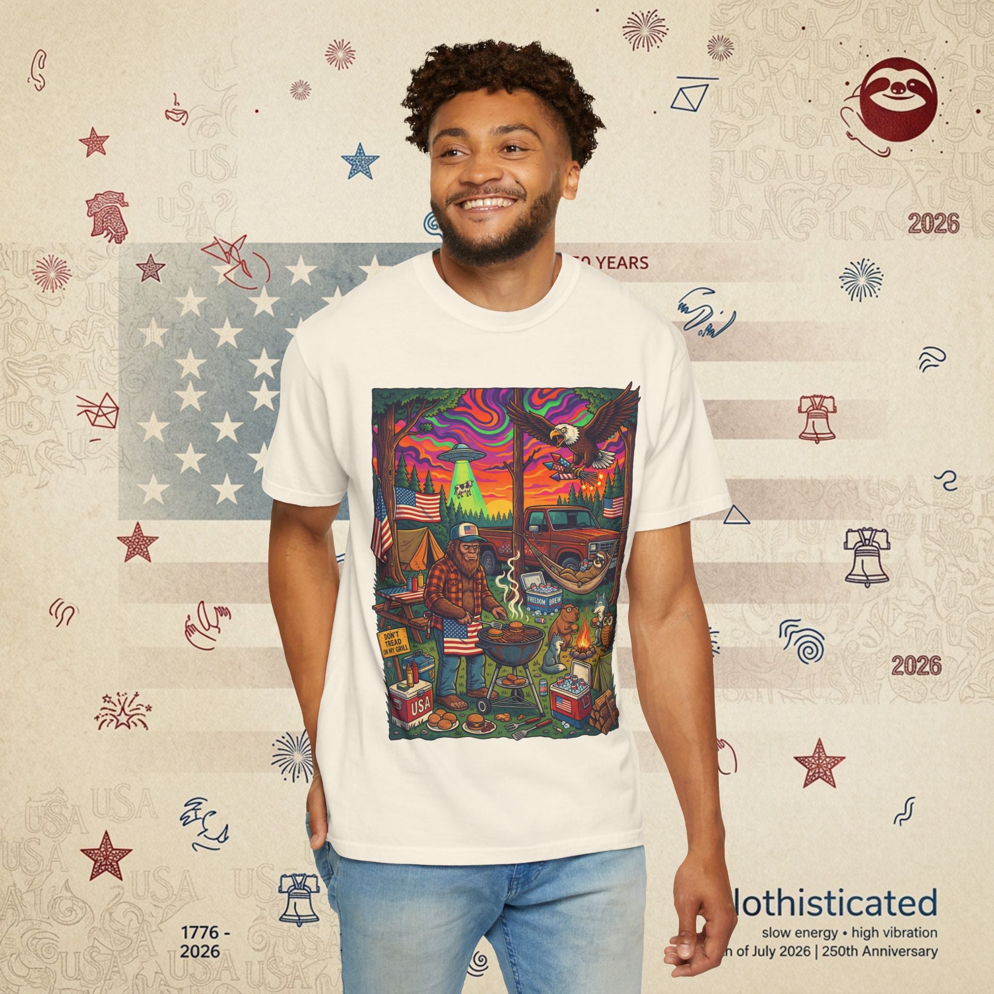 The Long Weekend — Sloth Campfire Americana T-Shirt