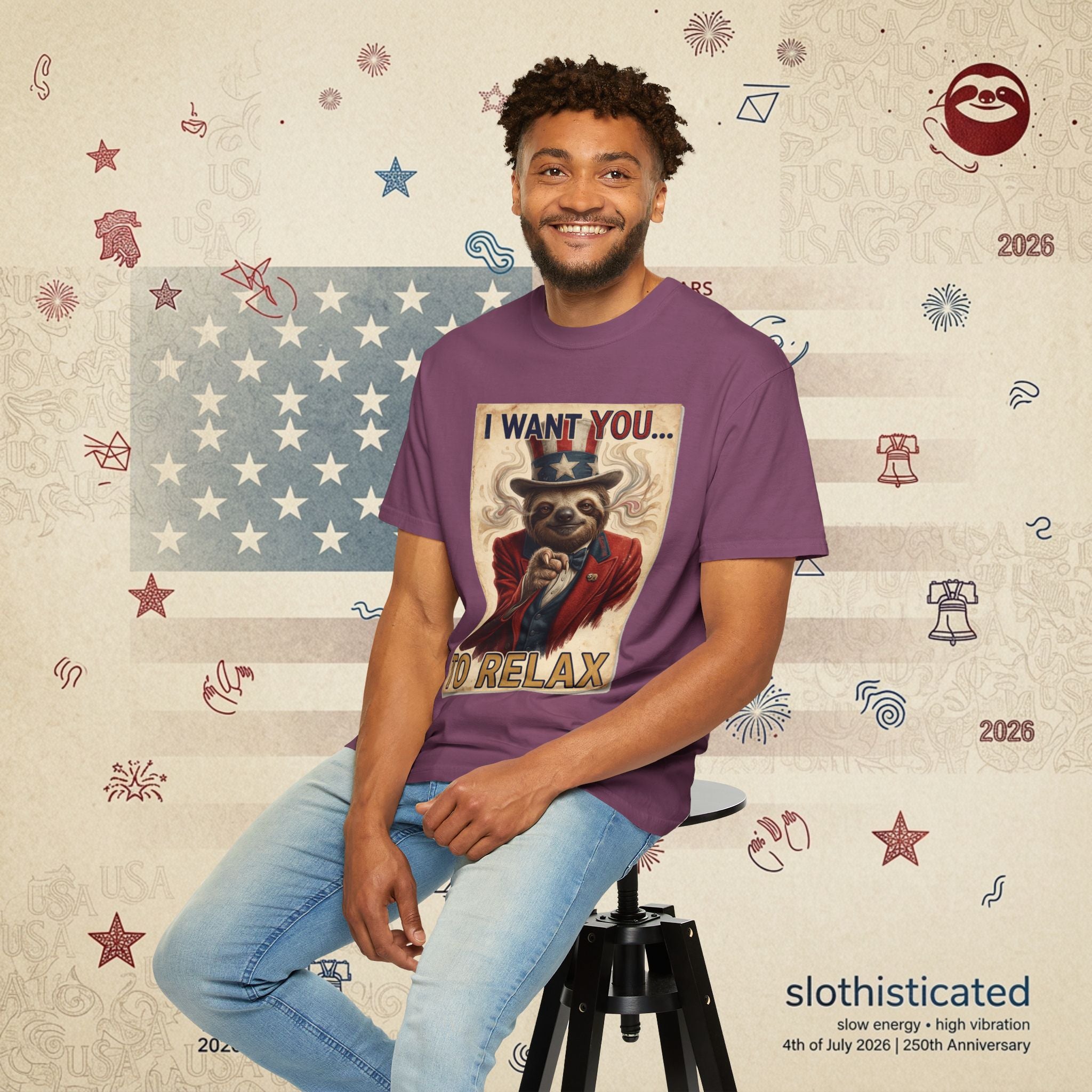 Uncle Slow — Patriotic Uncle Sam Sloth Relax Parody T-Shirt