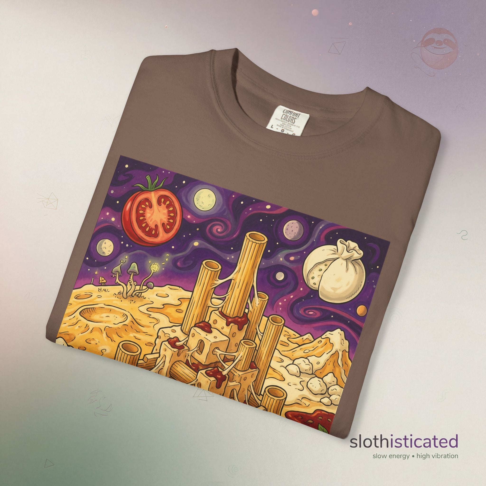The Pasta Citadel — Funny Pasta Castle Tee · Surreal Foodie Art