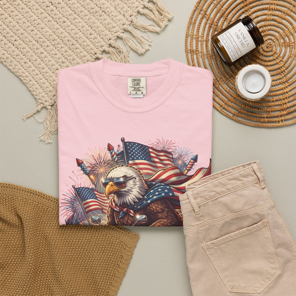 The Outrider — Patriotic Bald Eagle Motorcycle T-Shirt