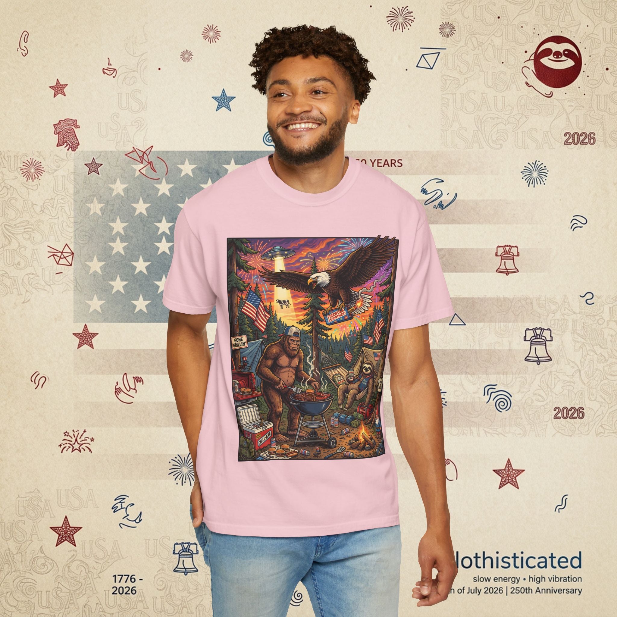 The Pitmaster — Patriotic Sasquatch Eagle Cookout T-Shirt