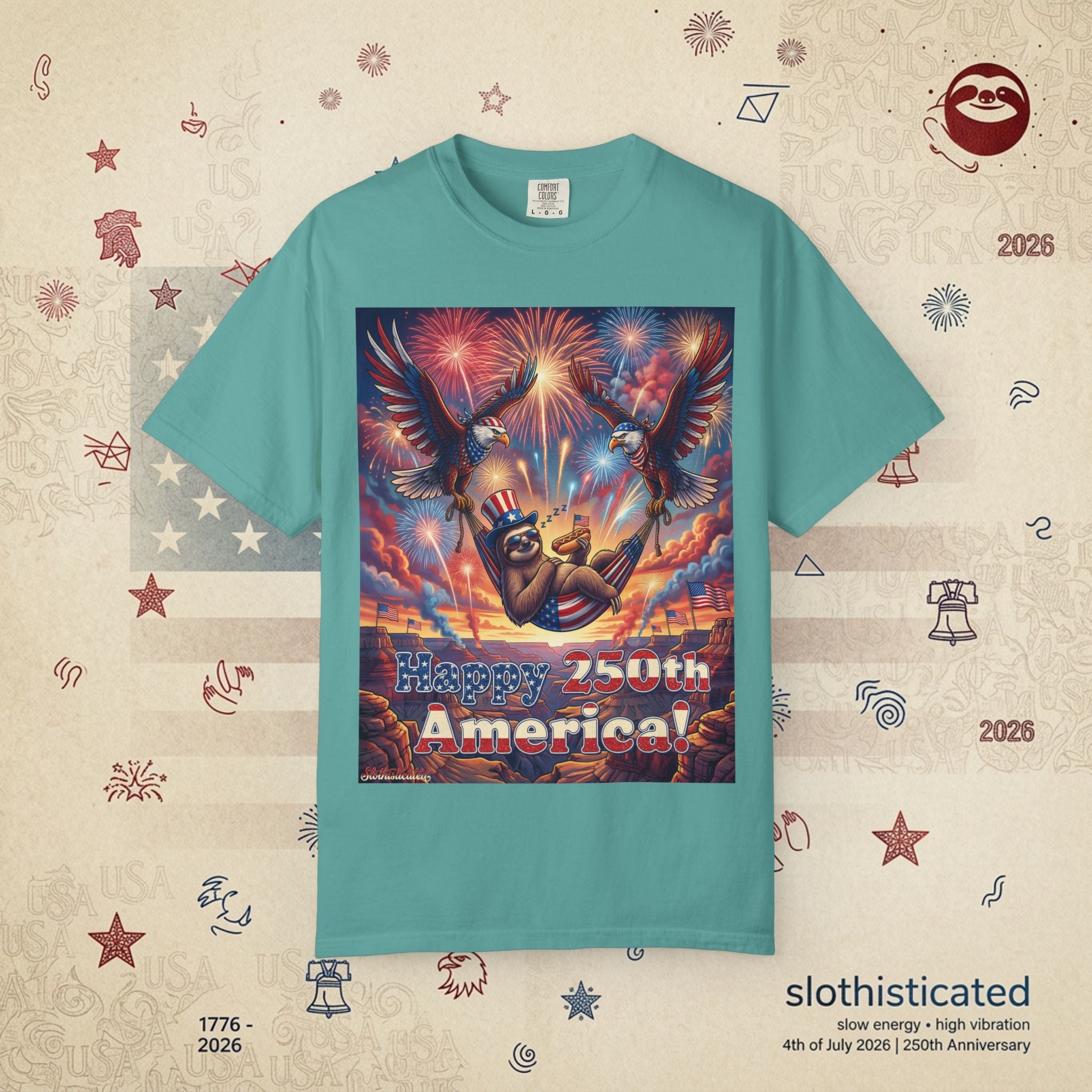 The Repose — Sloth Hammock 250th Anniversary T-Shirt