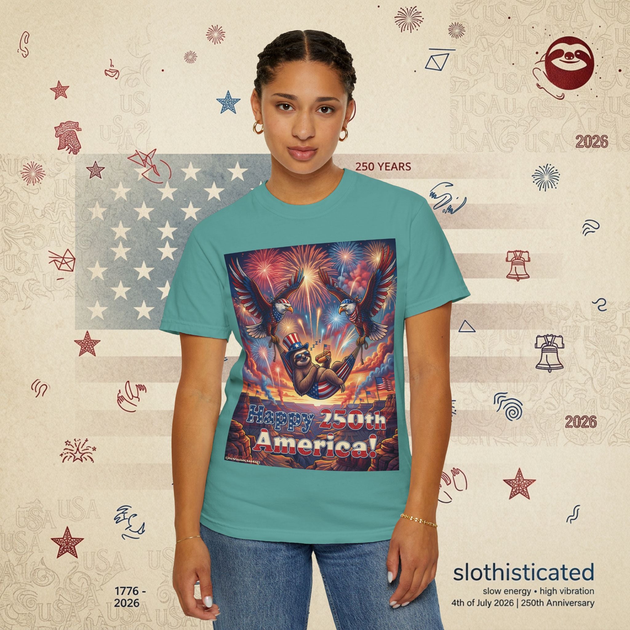 The Repose — Sloth Hammock 250th Anniversary T-Shirt