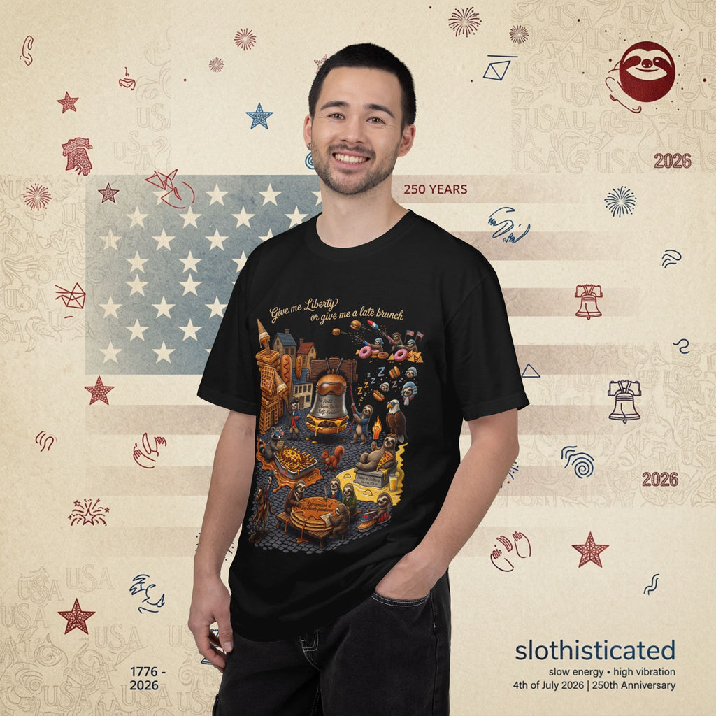 The Late Brunch — Liberty Bell Sloth Vintage Illustration Tee