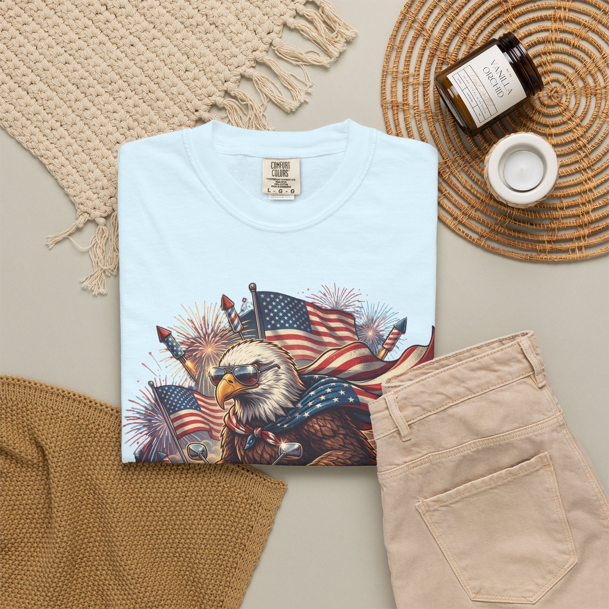 The Outrider — Patriotic Bald Eagle Motorcycle T-Shirt