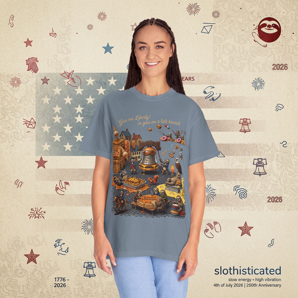 The Late Brunch — Liberty Bell Sloth Vintage Illustration Tee
