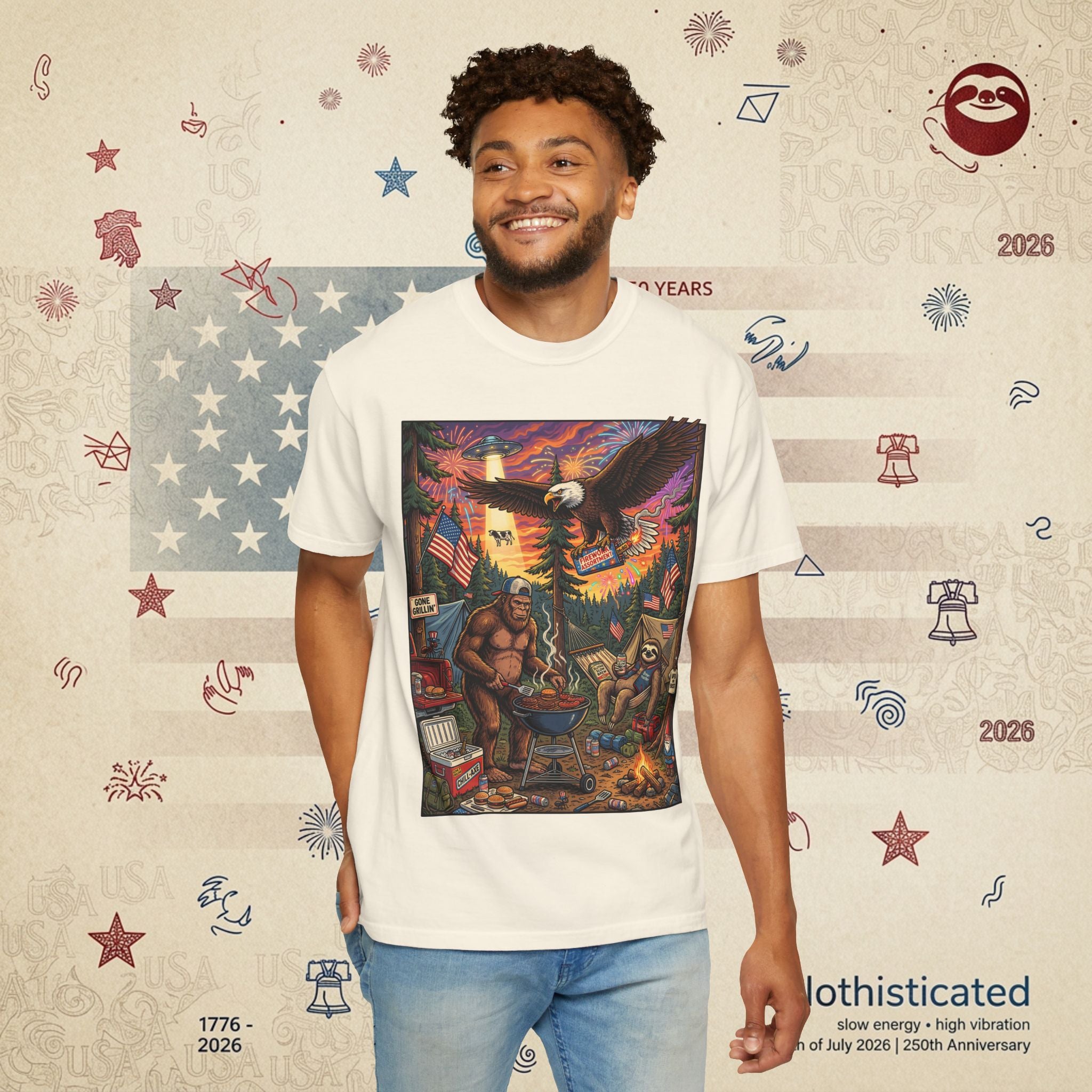 The Pitmaster — Patriotic Sasquatch Eagle Cookout T-Shirt