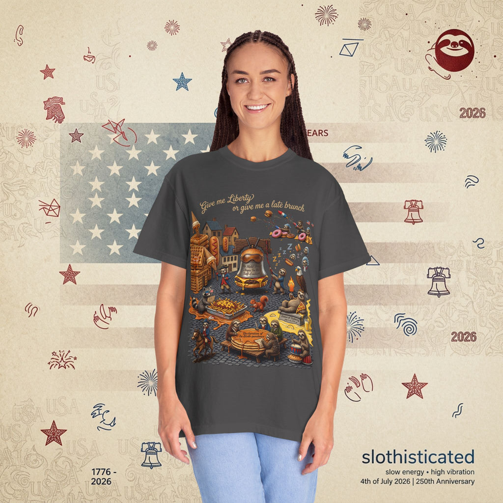 The Late Brunch — Liberty Bell Sloth Vintage Illustration Tee