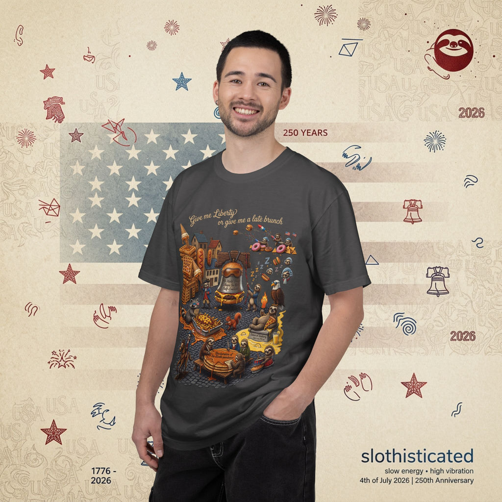 The Late Brunch — Liberty Bell Sloth Vintage Illustration Tee