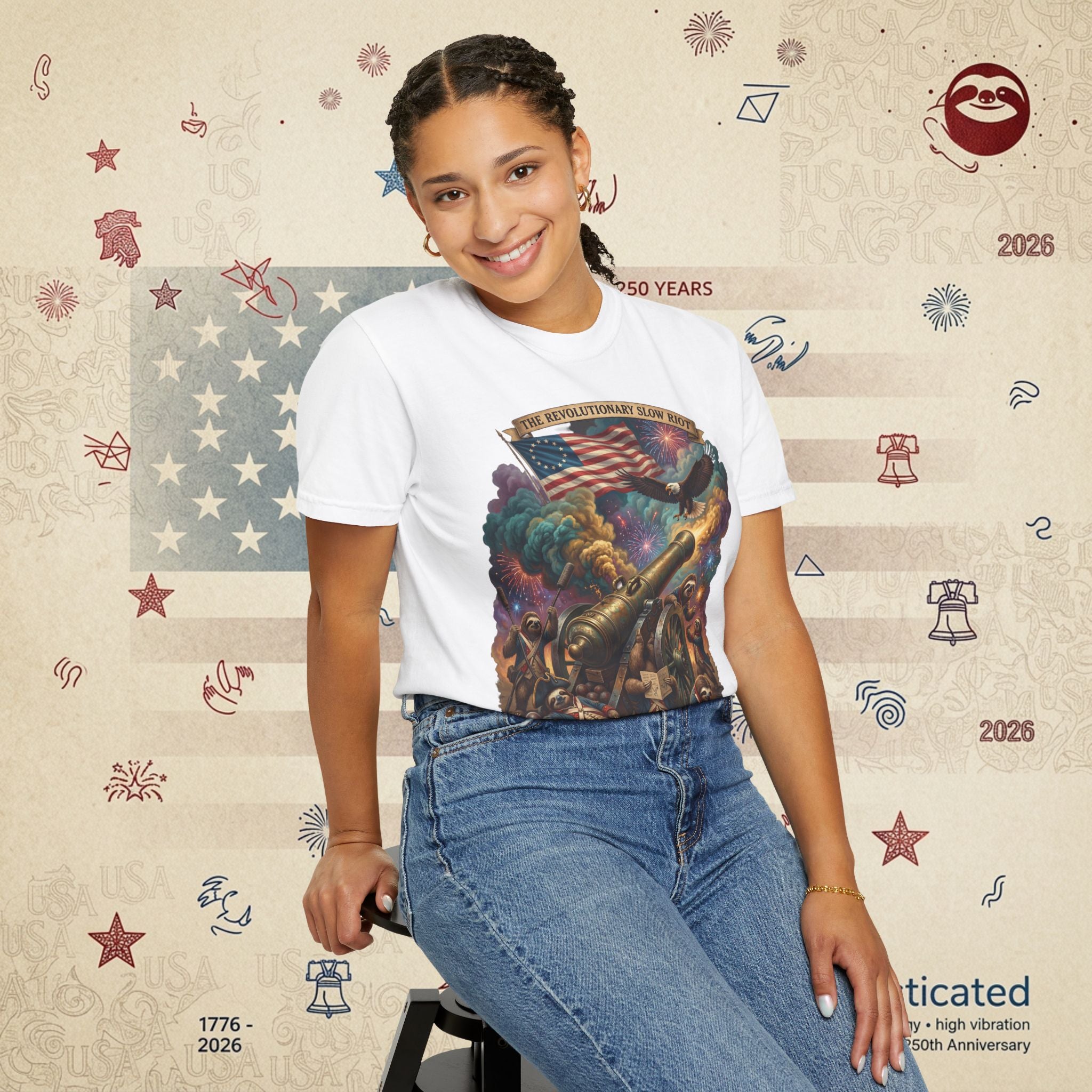 The Slow Riot — Patriotic Revolutionary Cannon 1776–2026 T-Shirt