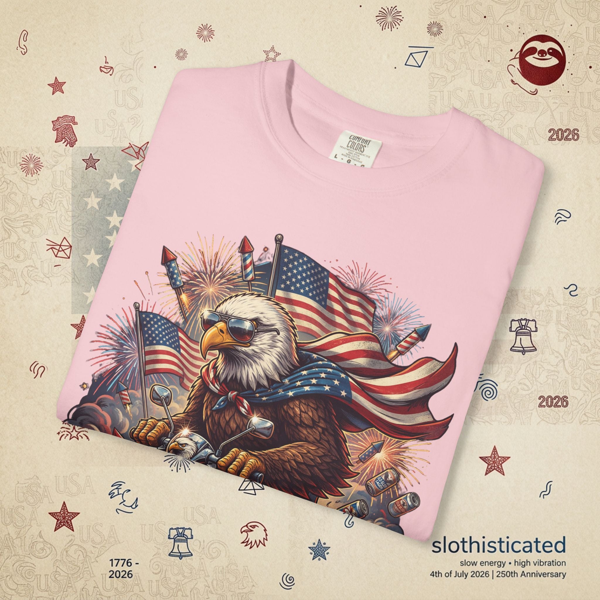 The Outrider — Patriotic Bald Eagle Motorcycle T-Shirt