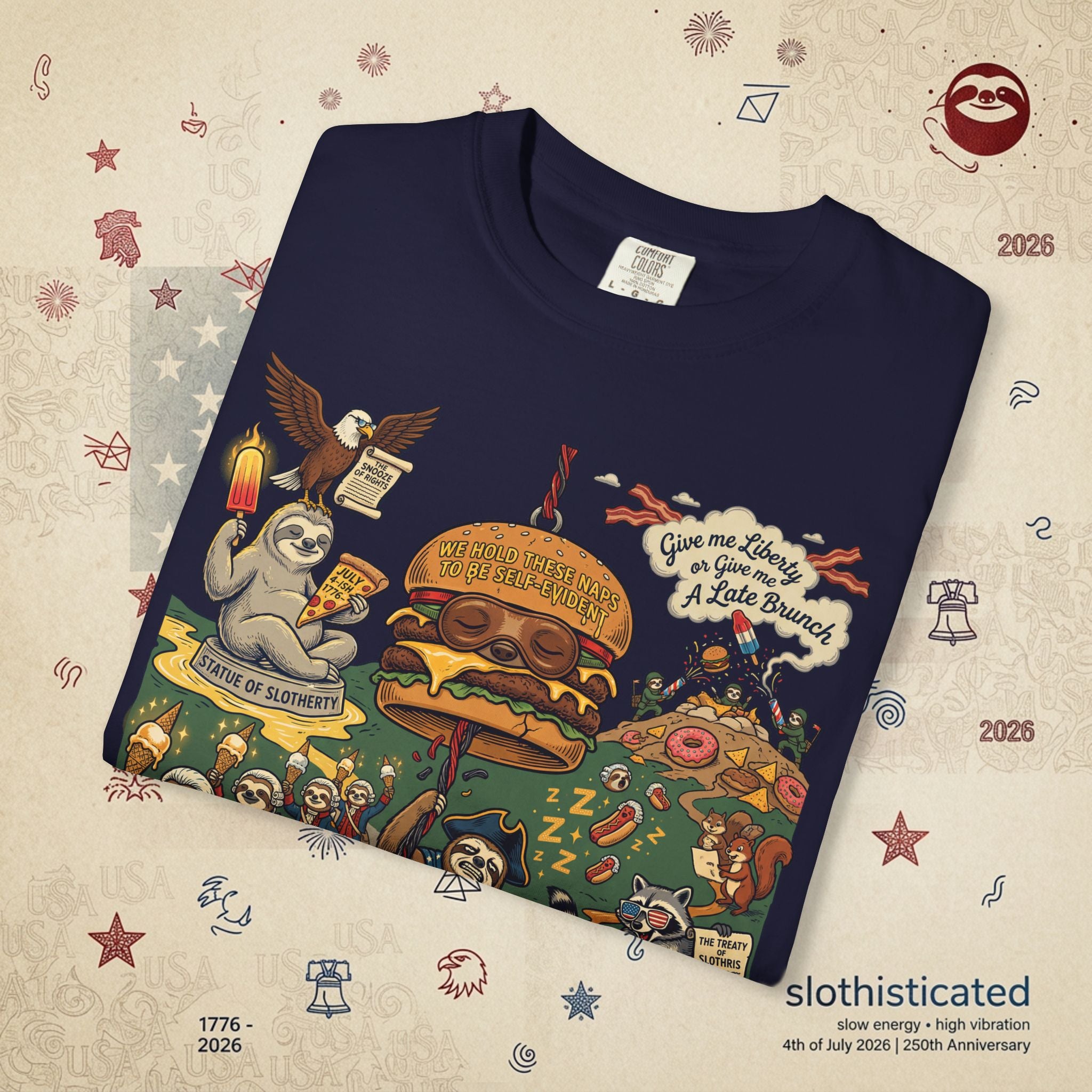Independence Or Eats Later — Sloth Cookout Comic Tee