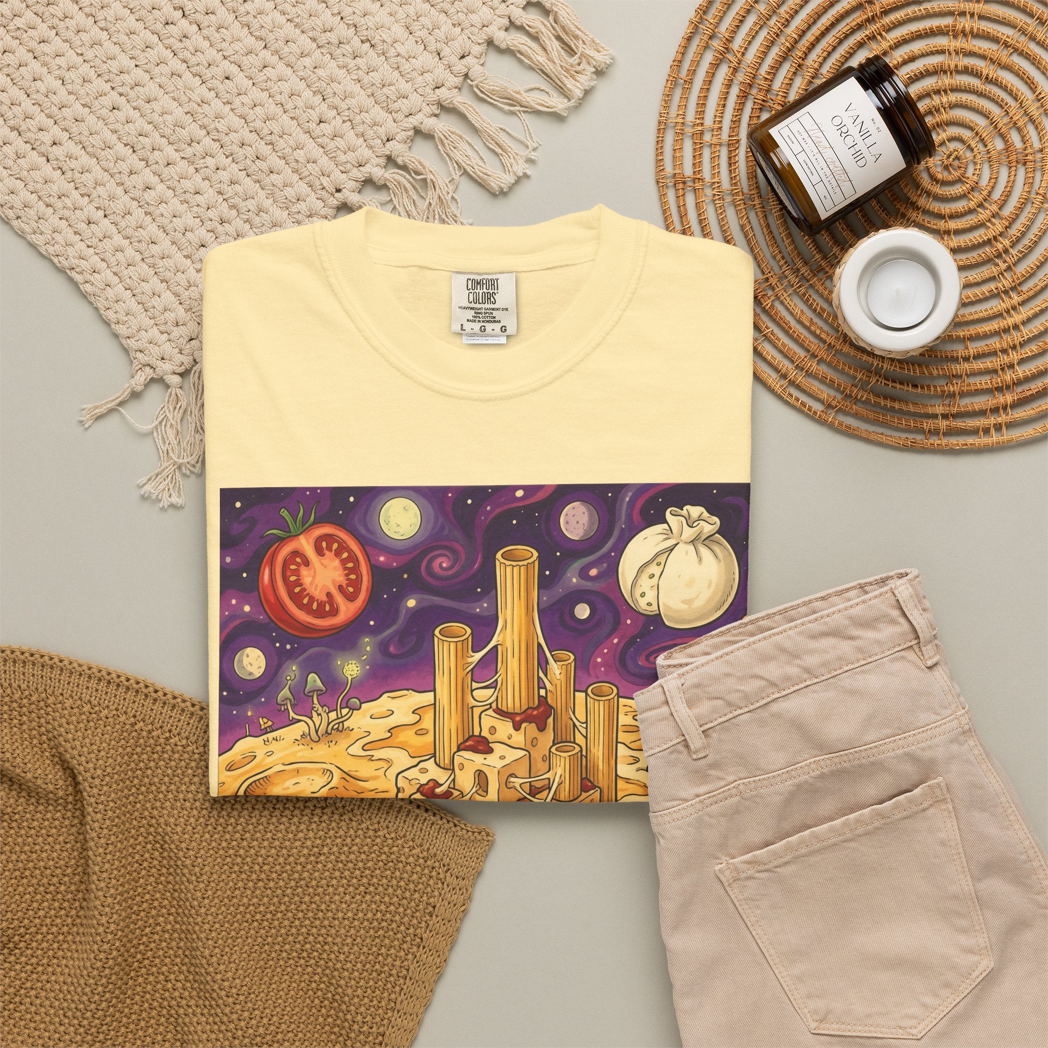 The Pasta Citadel — Funny Pasta Castle Tee · Surreal Foodie Art