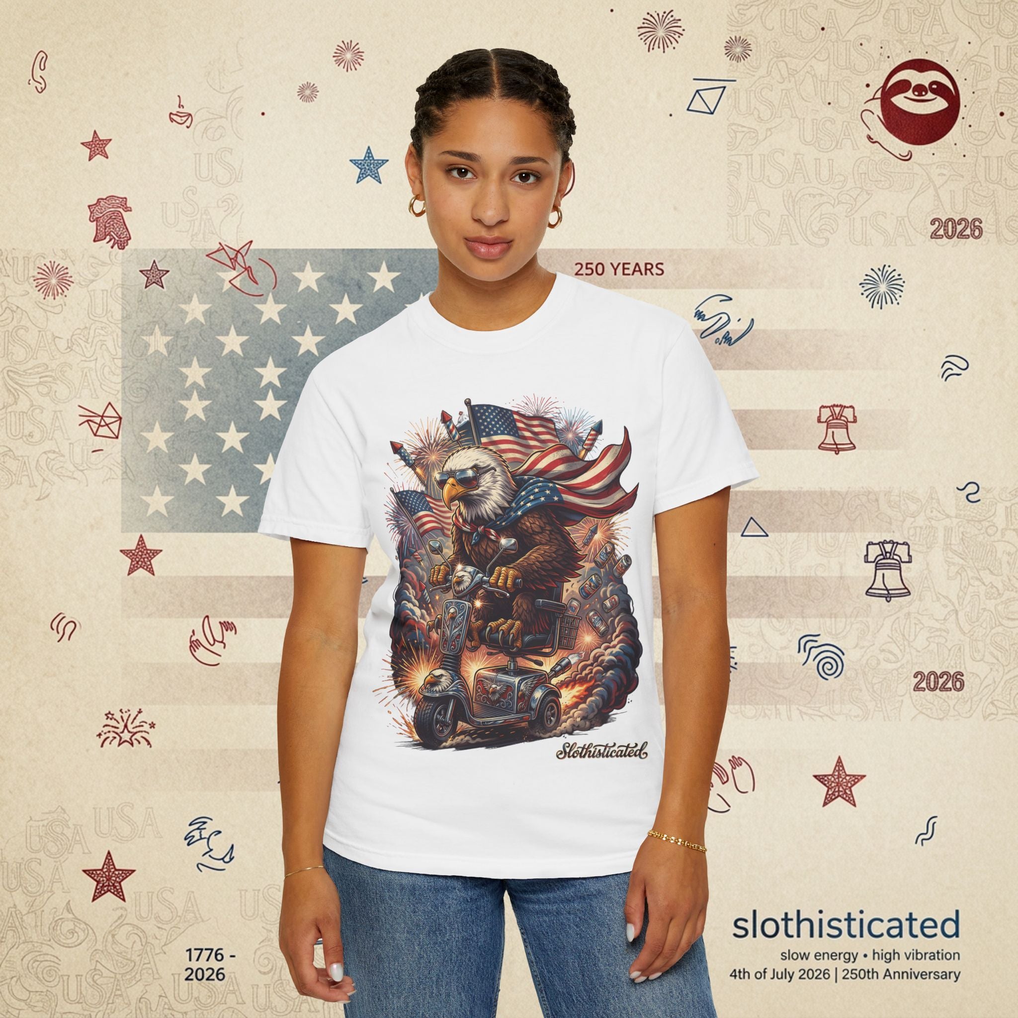 The Outrider — Patriotic Bald Eagle Motorcycle T-Shirt
