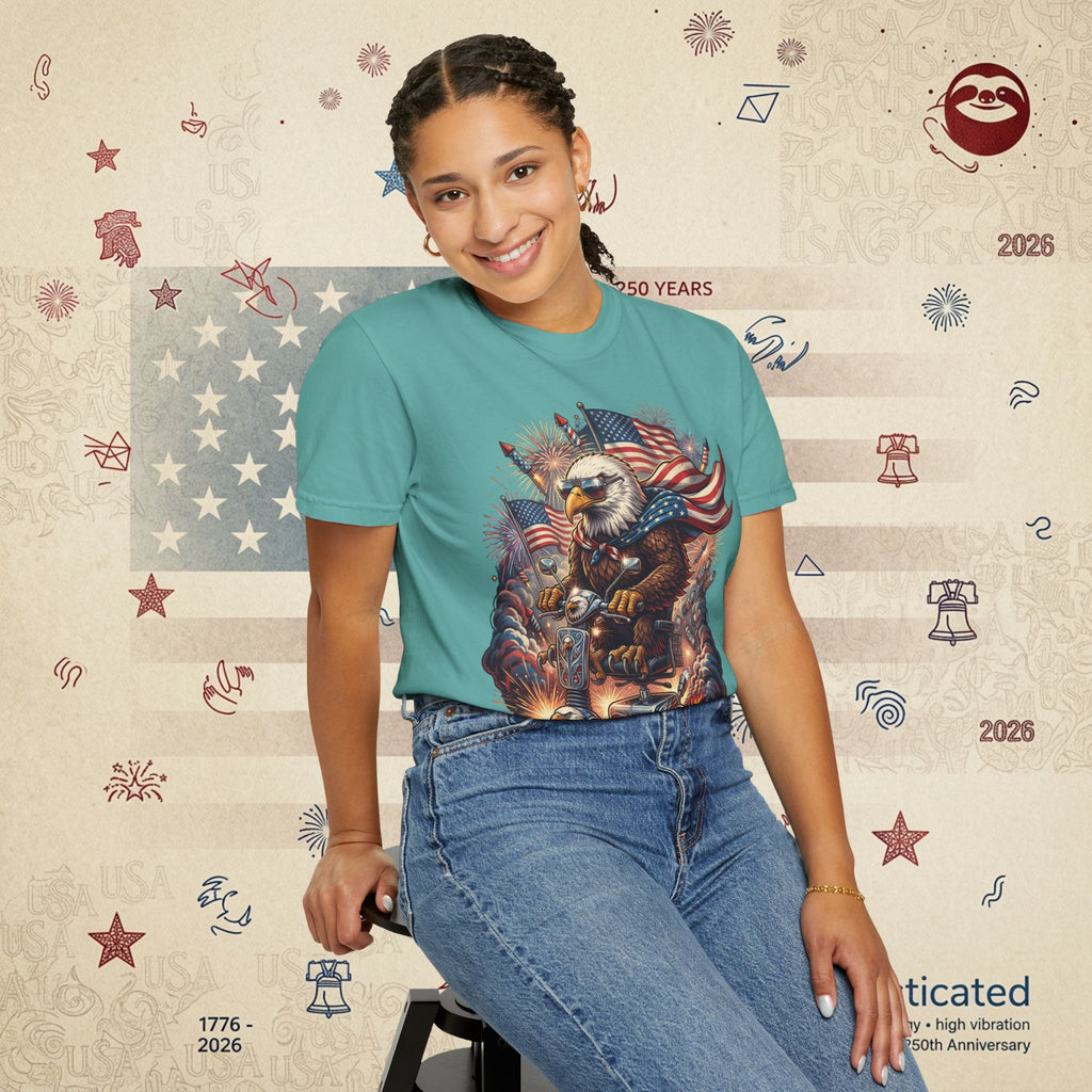 The Outrider — Patriotic Bald Eagle Motorcycle T-Shirt
