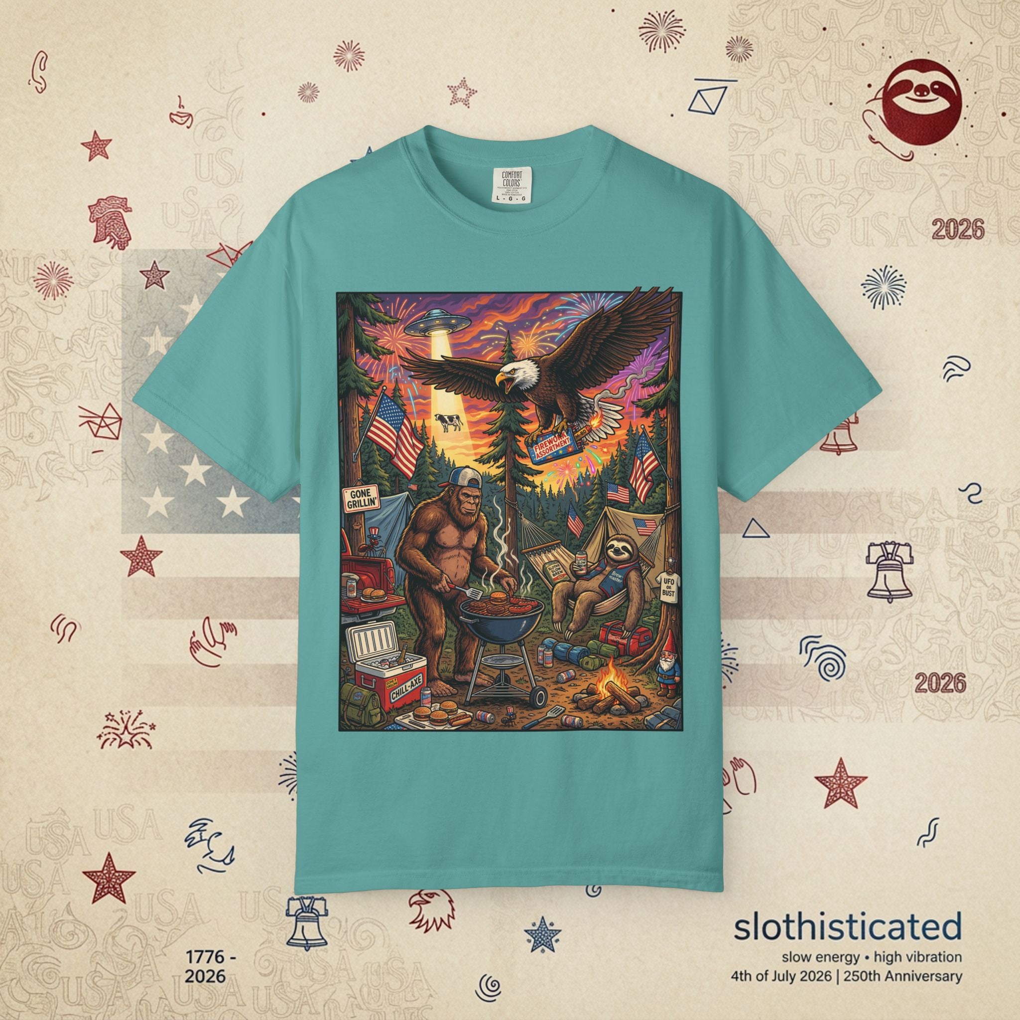 The Pitmaster — Patriotic Sasquatch Eagle Cookout T-Shirt