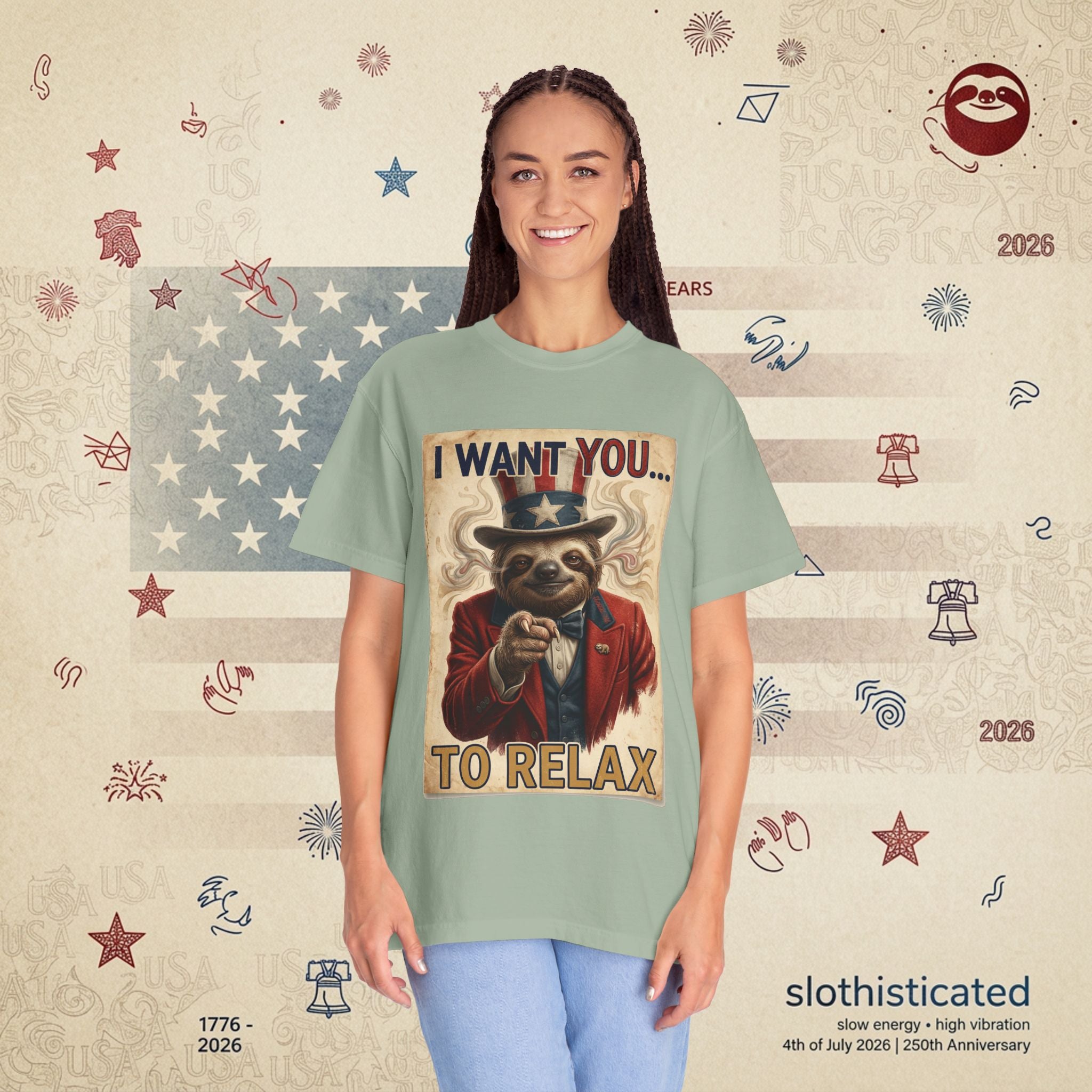 Uncle Slow — Patriotic Uncle Sam Sloth Relax Parody T-Shirt