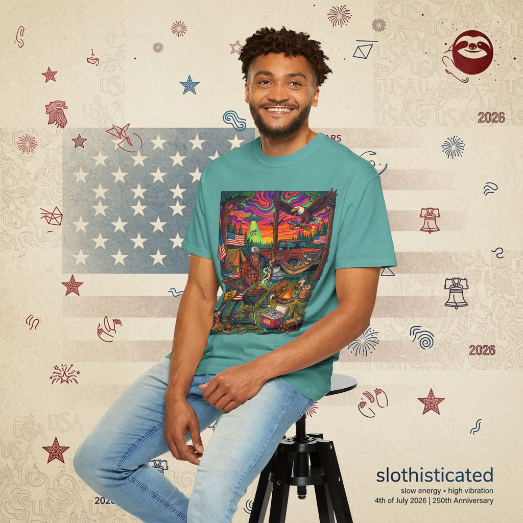 The Long Weekend — Sloth Campfire Americana T-Shirt