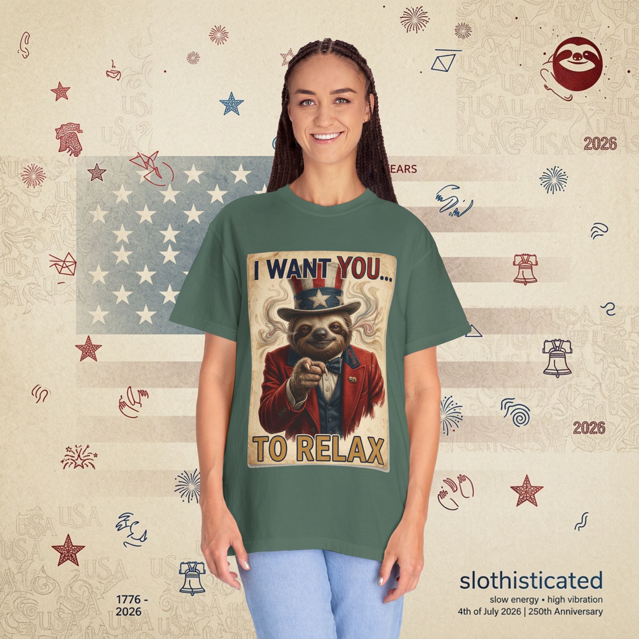 Uncle Slow — Patriotic Uncle Sam Sloth Relax Parody T-Shirt