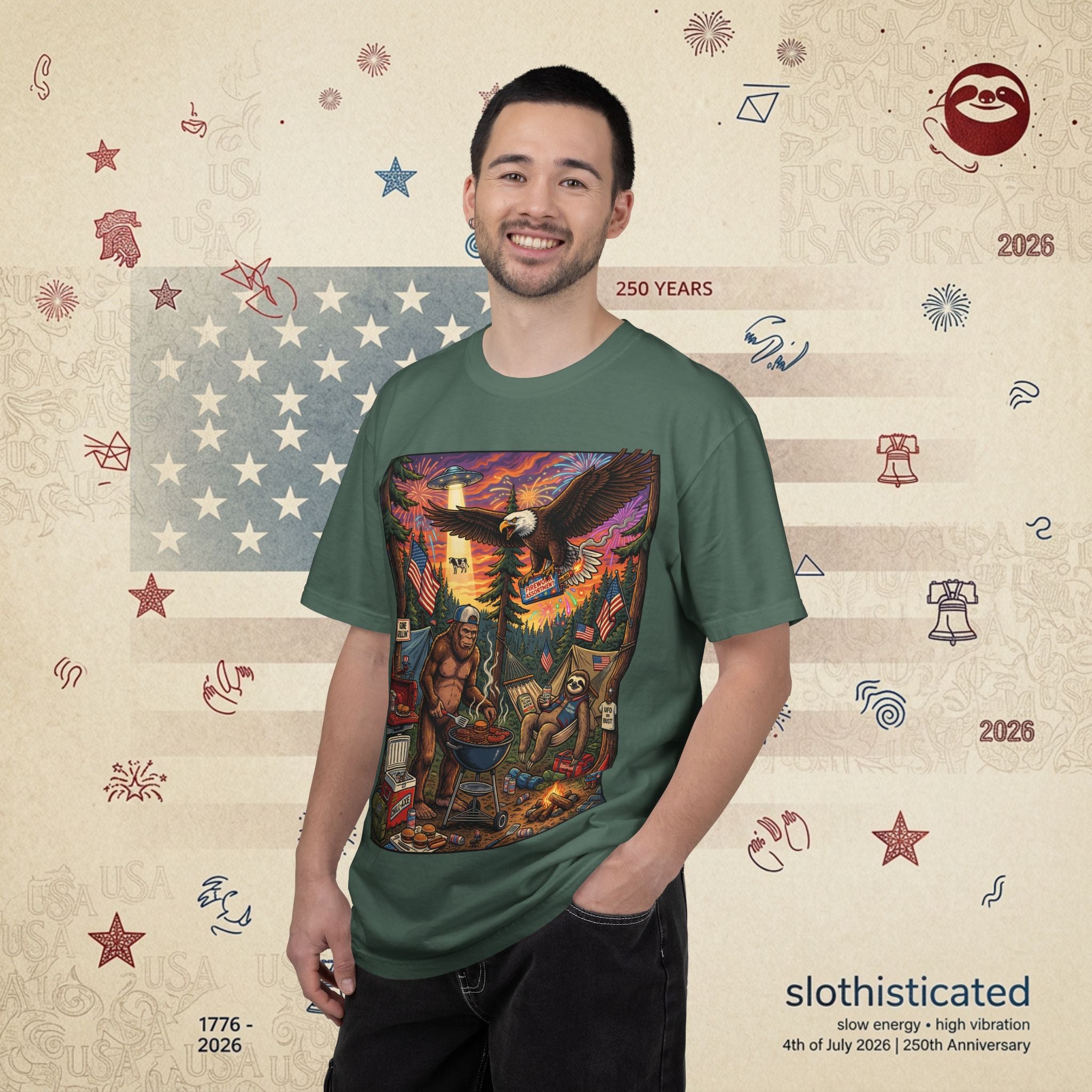 The Pitmaster — Patriotic Sasquatch Eagle Cookout T-Shirt