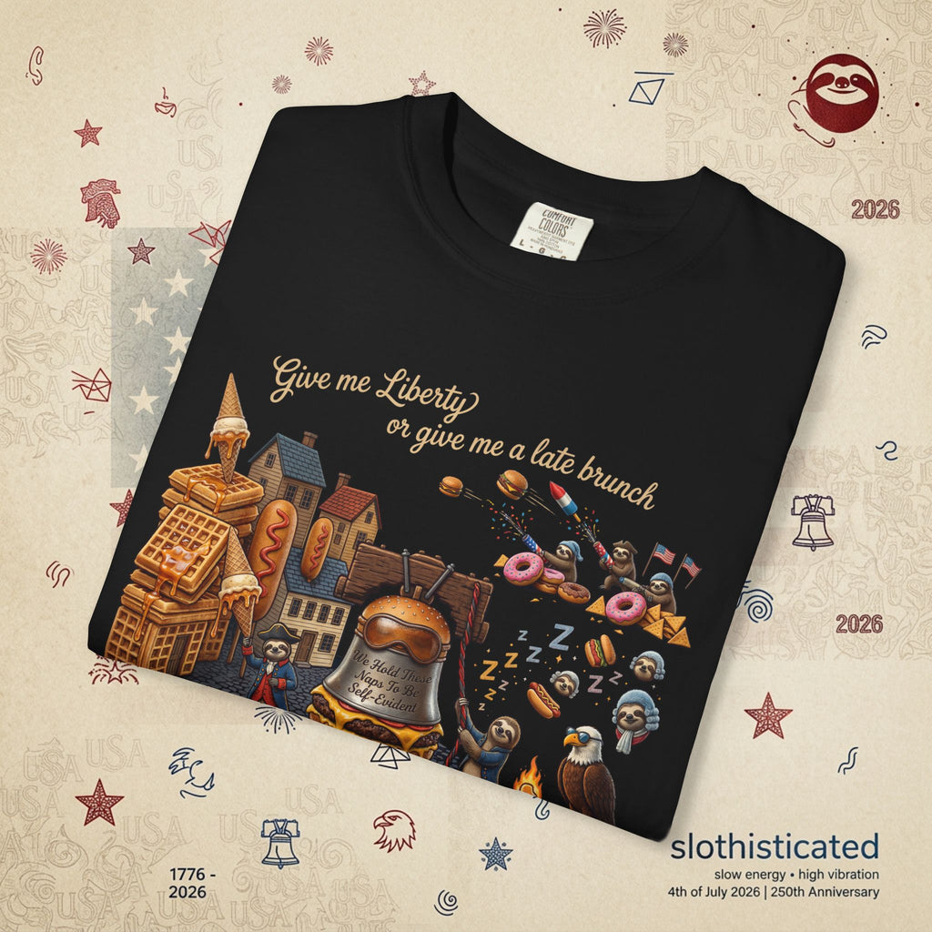 The Late Brunch — Liberty Bell Sloth Vintage Illustration Tee