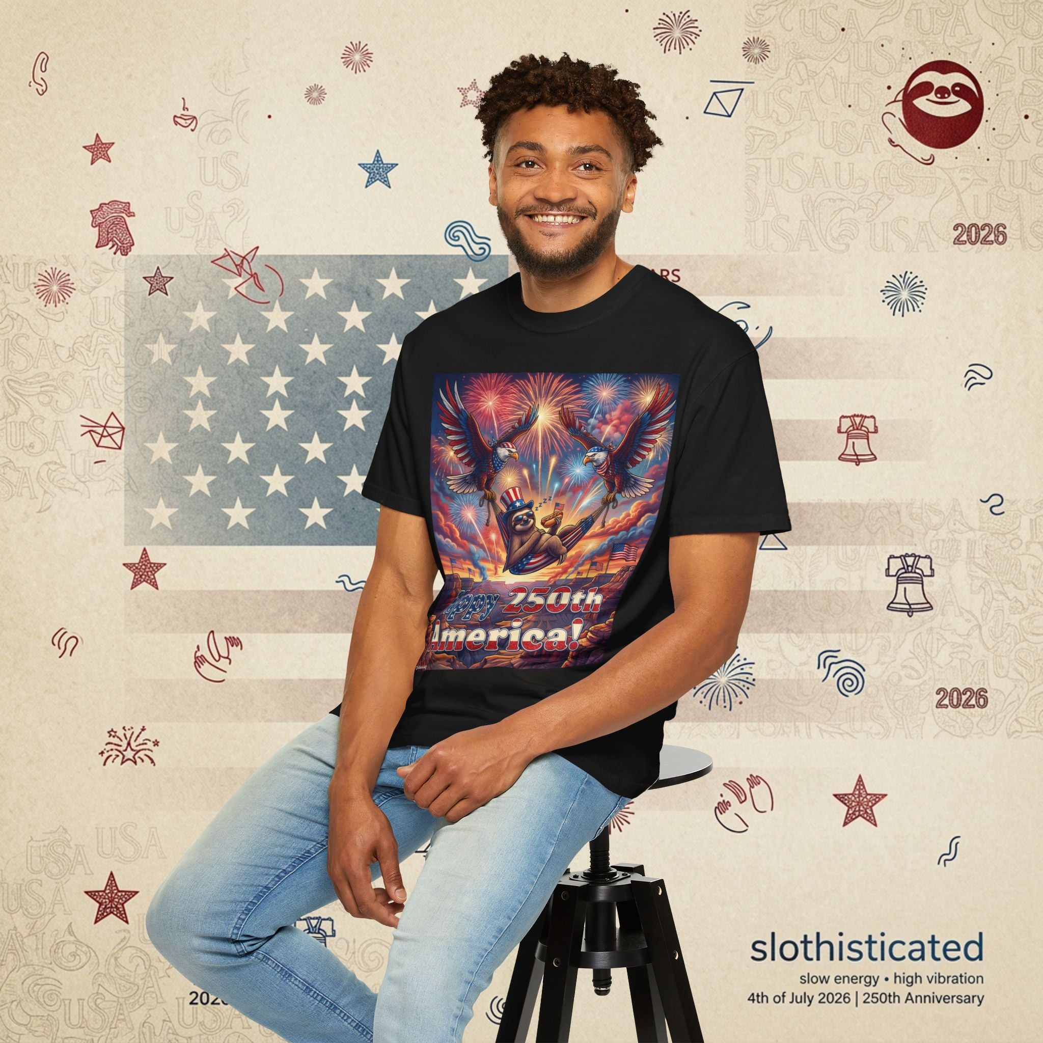The Repose — Sloth Hammock 250th Anniversary T-Shirt