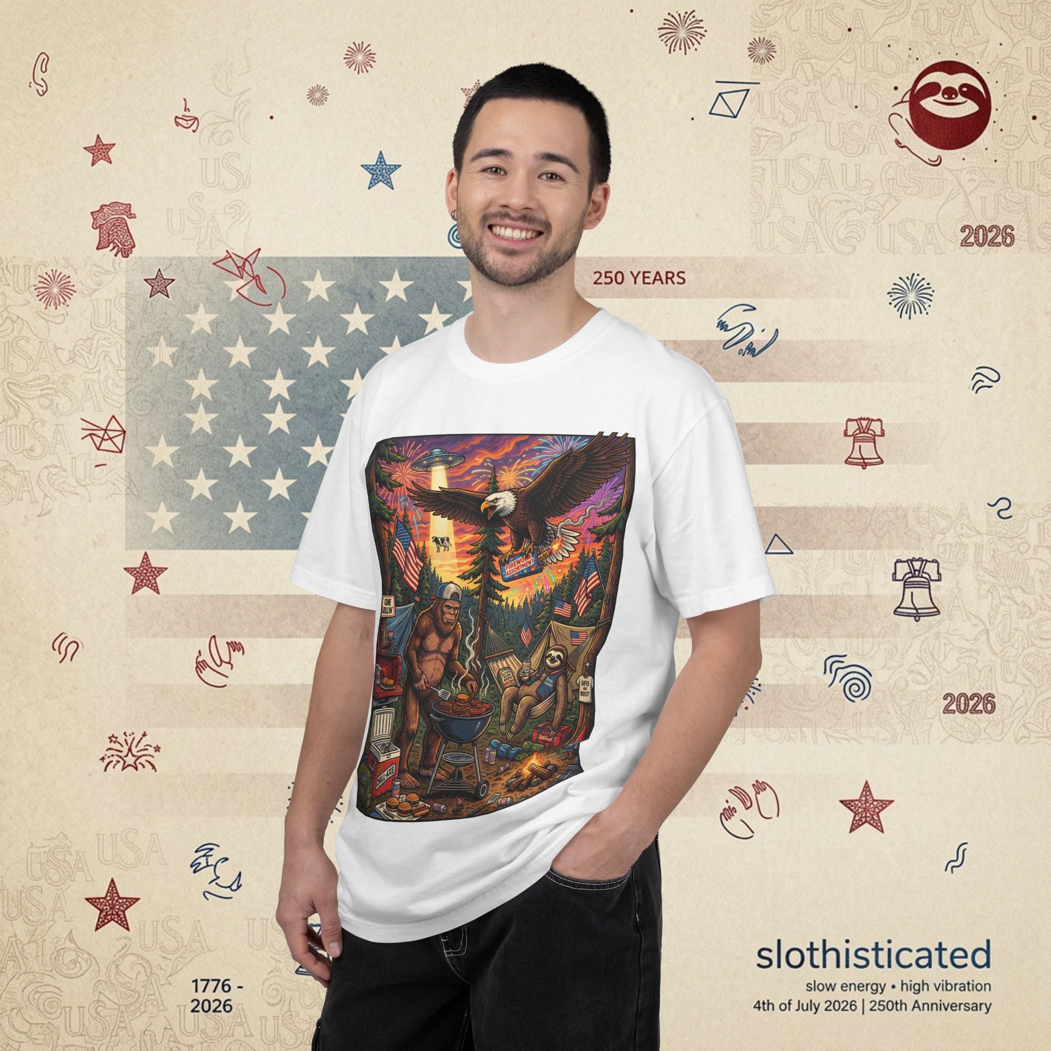 The Pitmaster — Patriotic Sasquatch Eagle Cookout T-Shirt