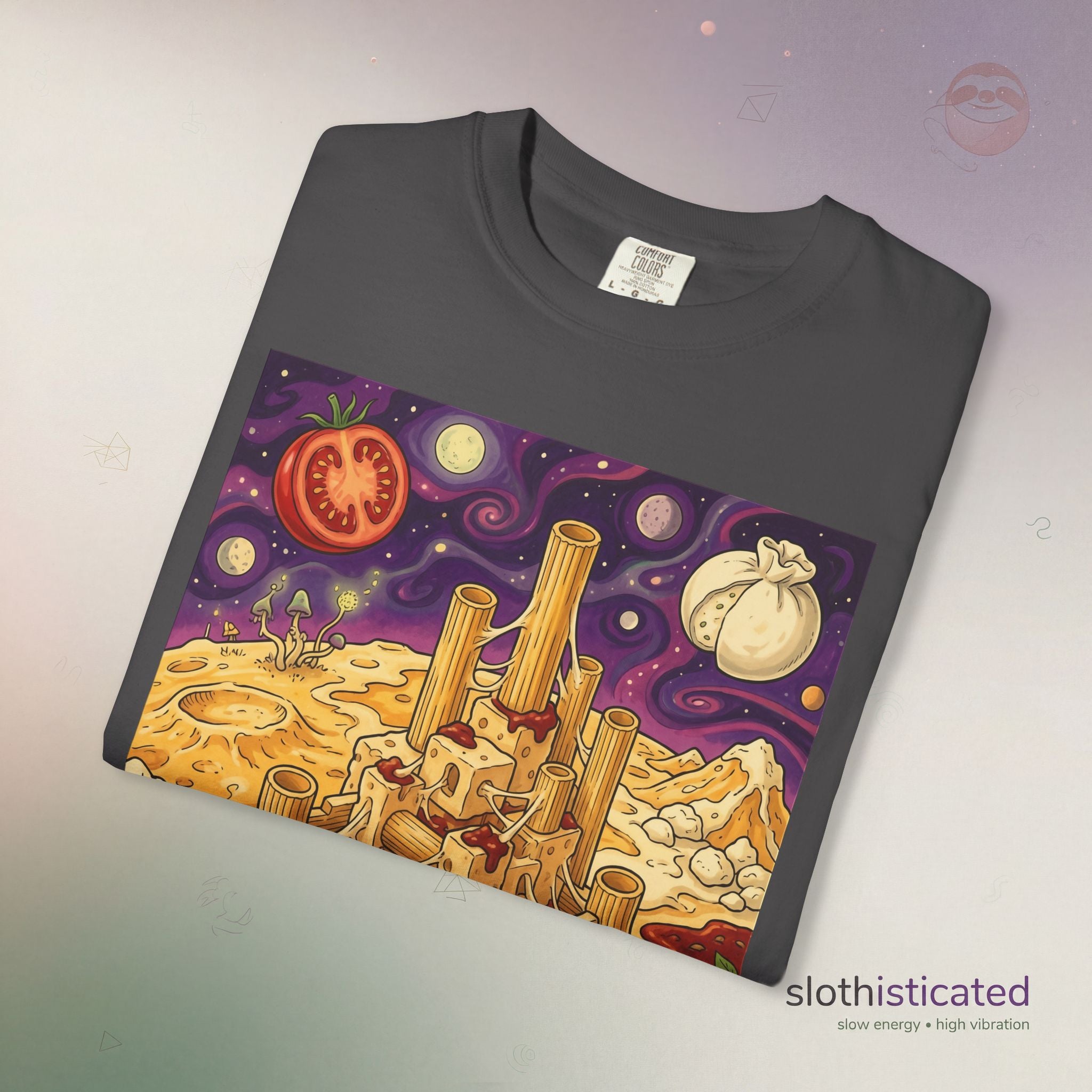 The Pasta Citadel — Funny Pasta Castle Tee · Surreal Foodie Art