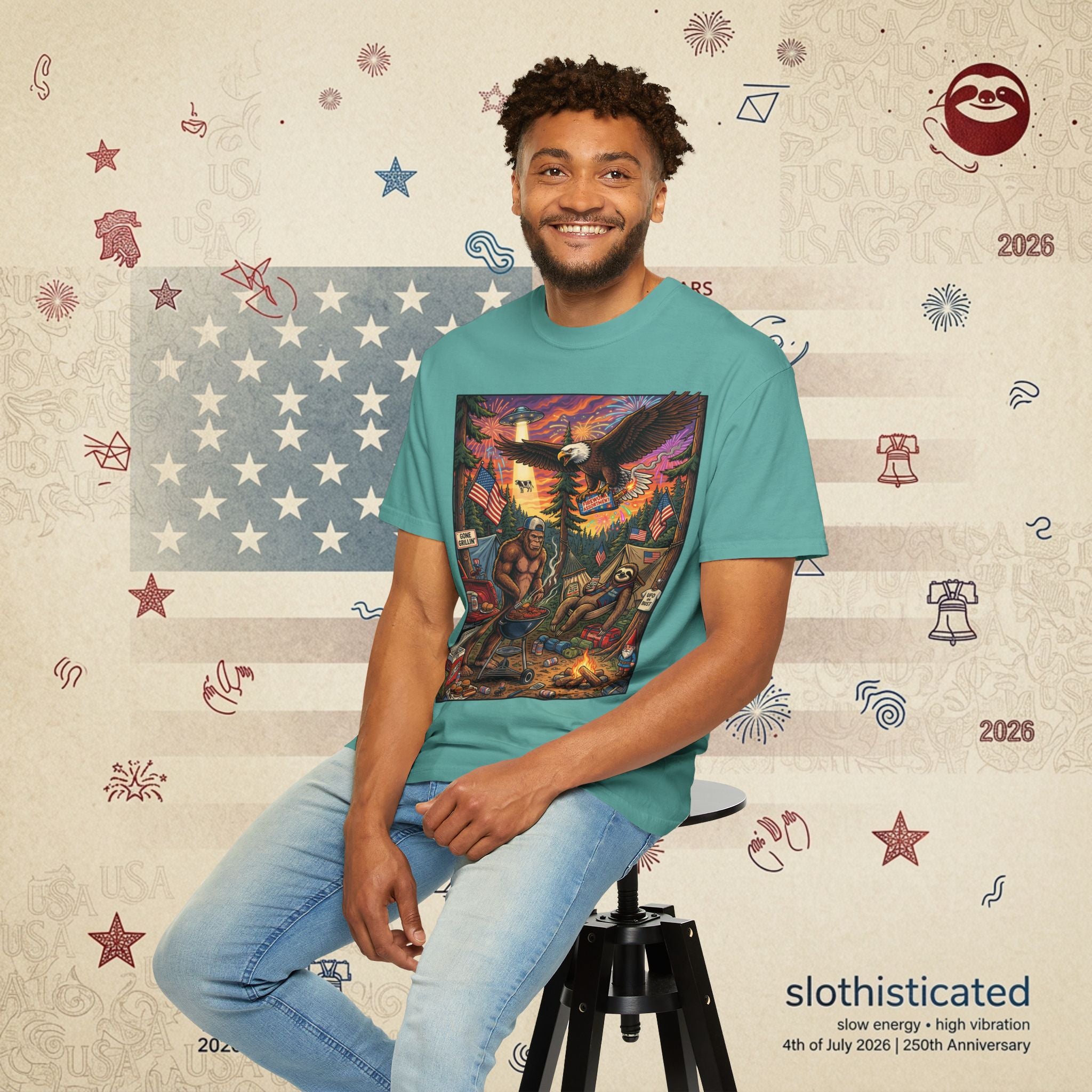 The Pitmaster — Patriotic Sasquatch Eagle Cookout T-Shirt