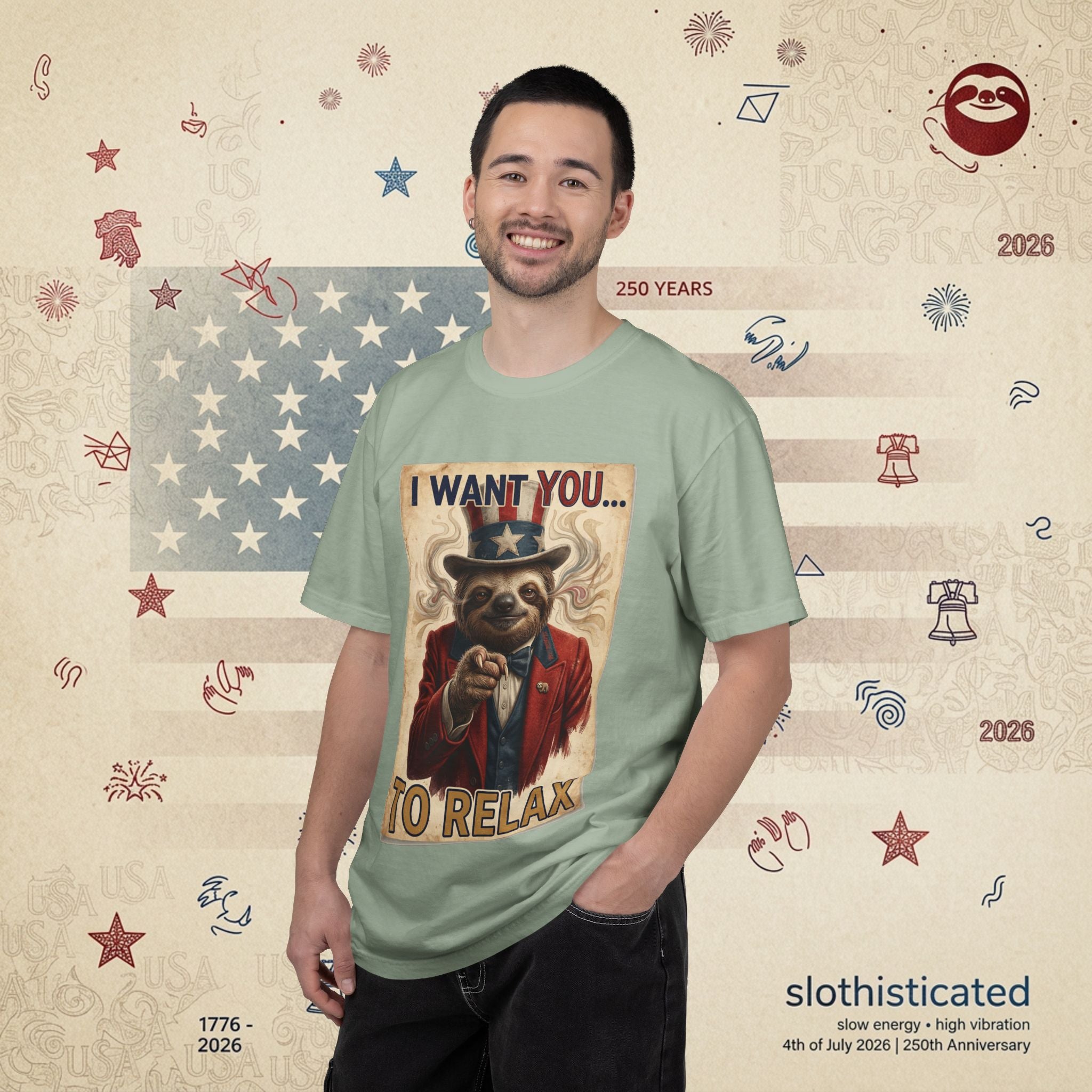 Uncle Slow — Patriotic Uncle Sam Sloth Relax Parody T-Shirt