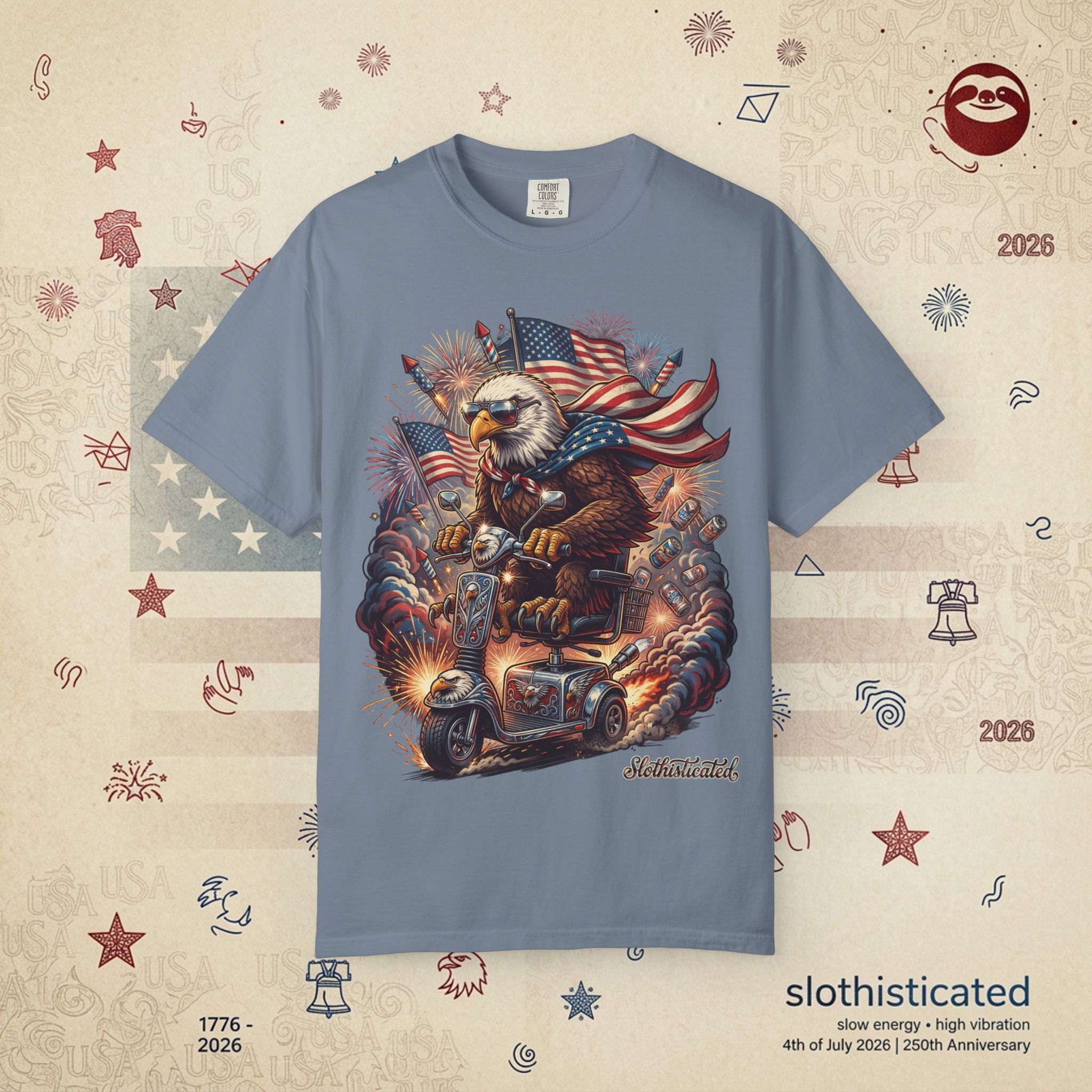 The Outrider — Patriotic Bald Eagle Motorcycle T-Shirt